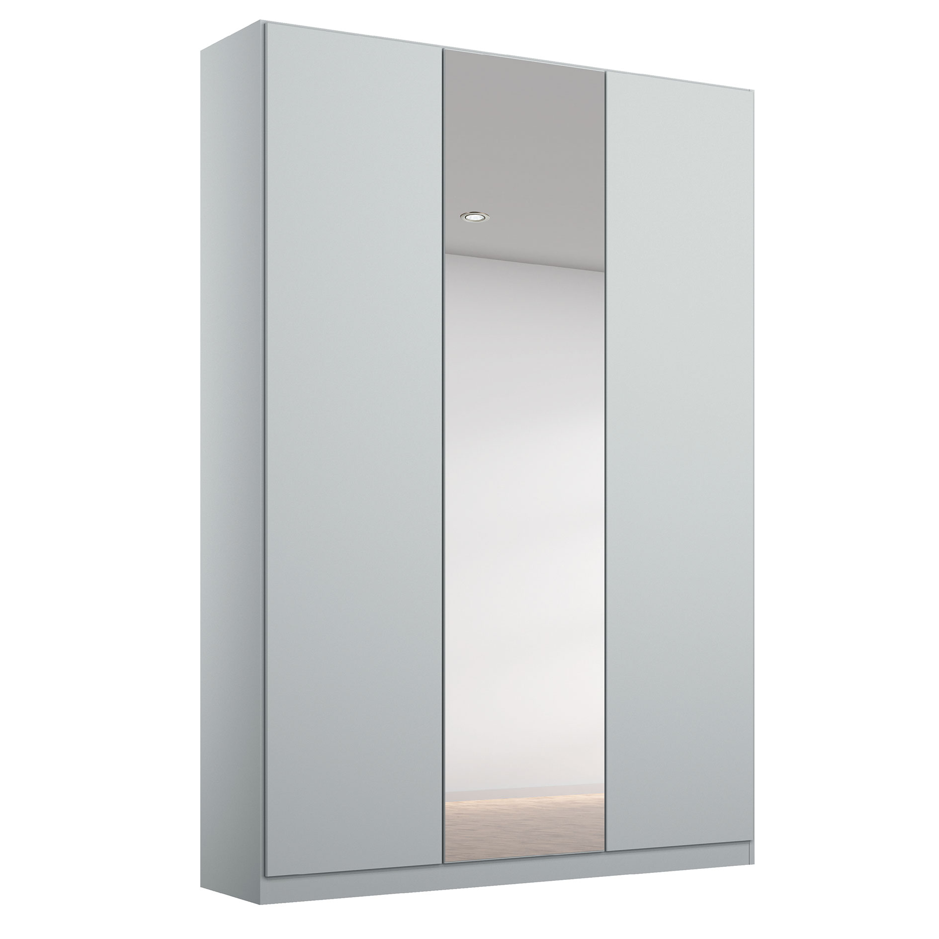 Drehtürenschrank - seidengrau - Kristallglasspiegel - 3-türig - 136x229 cm