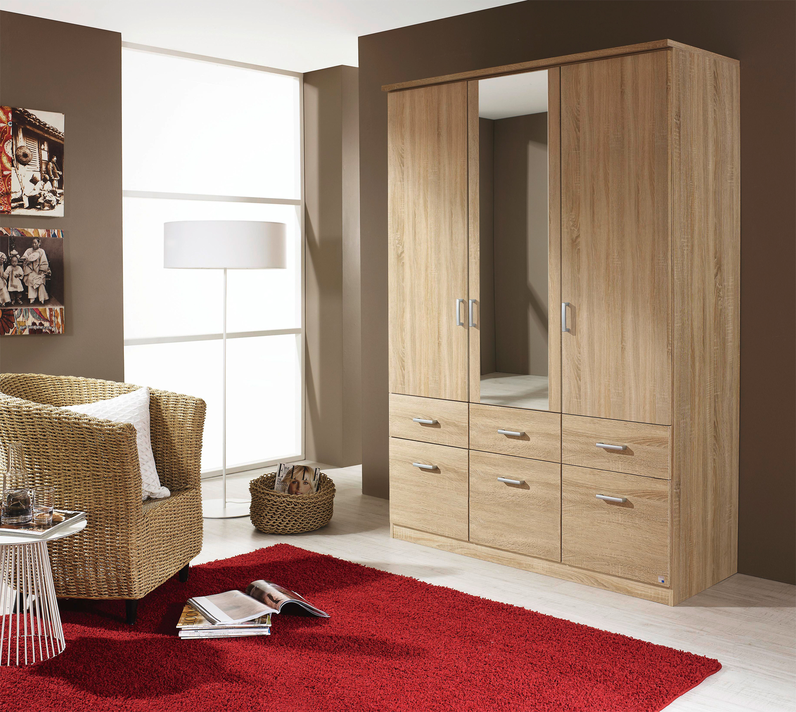 Drehtürenschrank - Sonoma Eiche - 136 cm breit