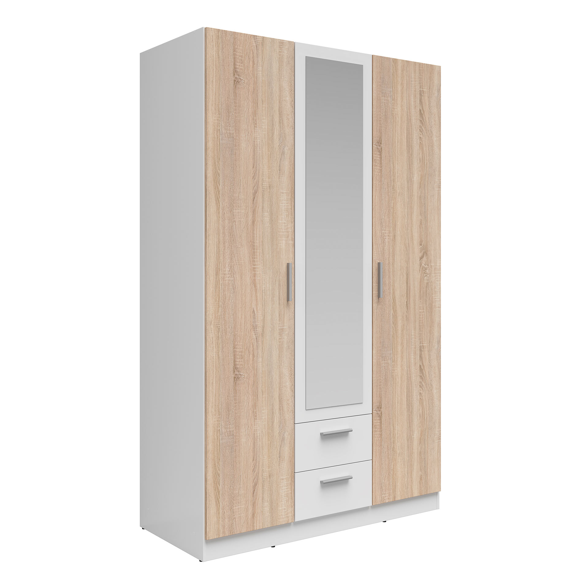 Drehtürenschrank - Sonoma Eiche - weiß matt - 3 Türen - 120 cm