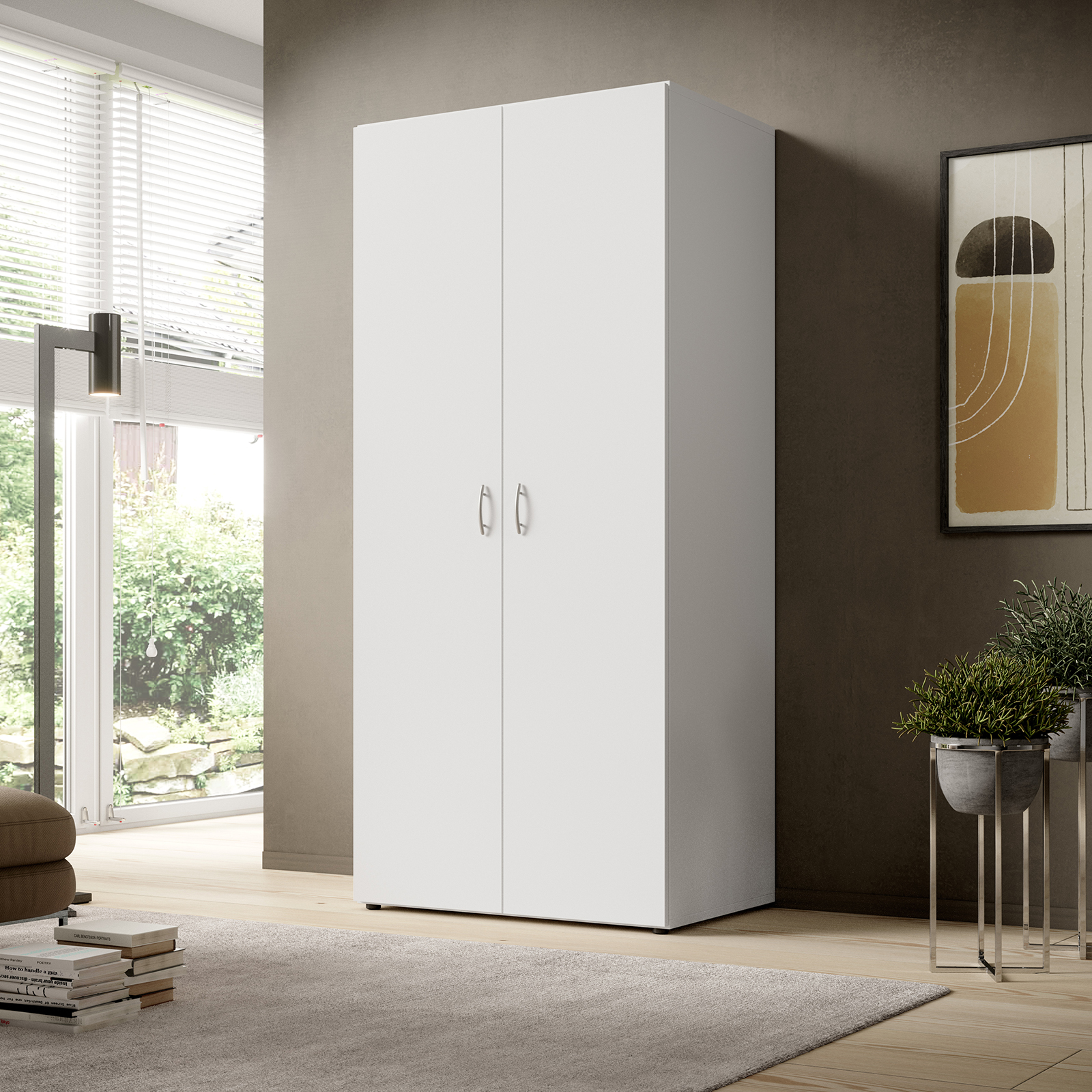 Drehtürenschrank - weiß - 2 Türen - 81 cm breit