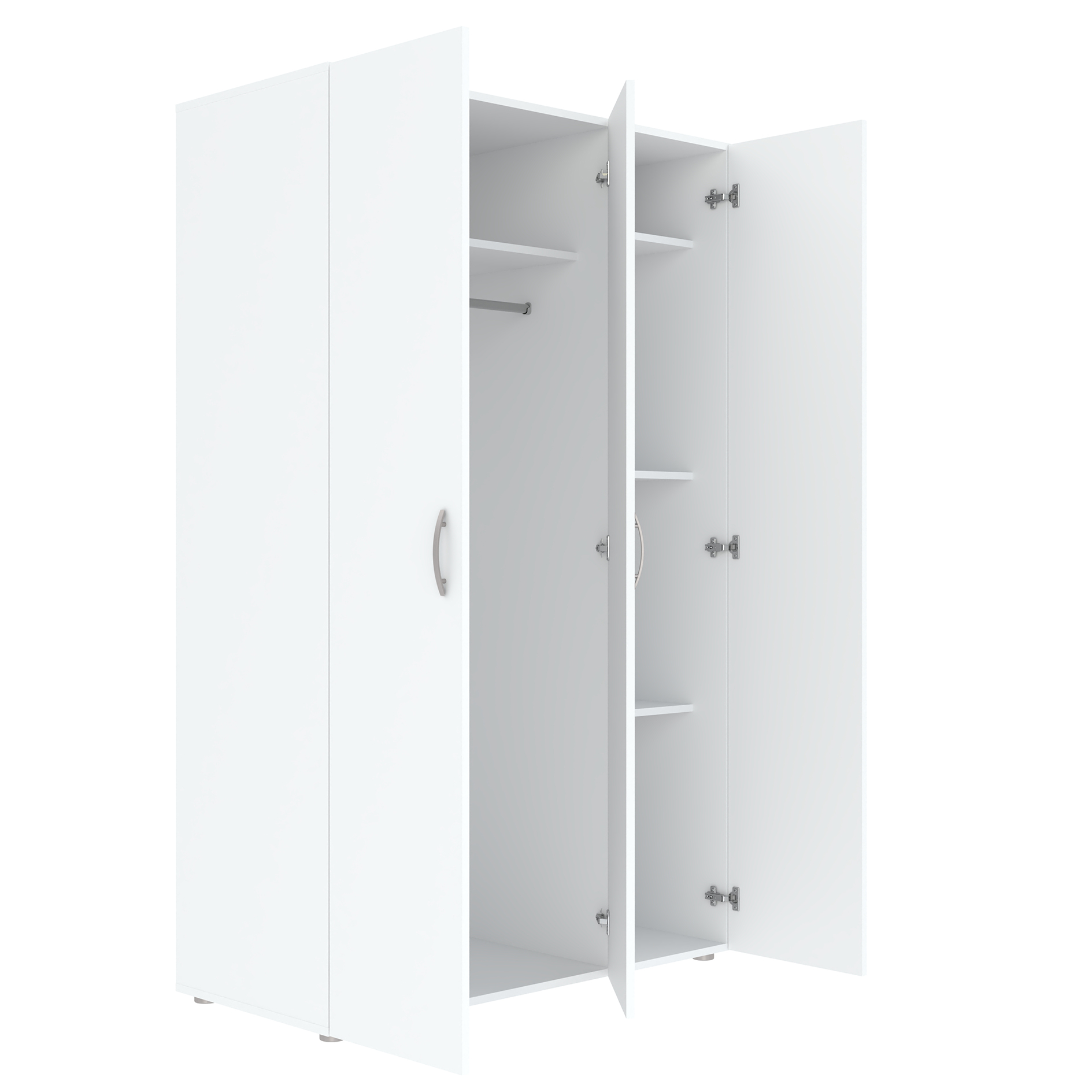 Drehtürenschrank - weiß - 3-türig - 111 cm