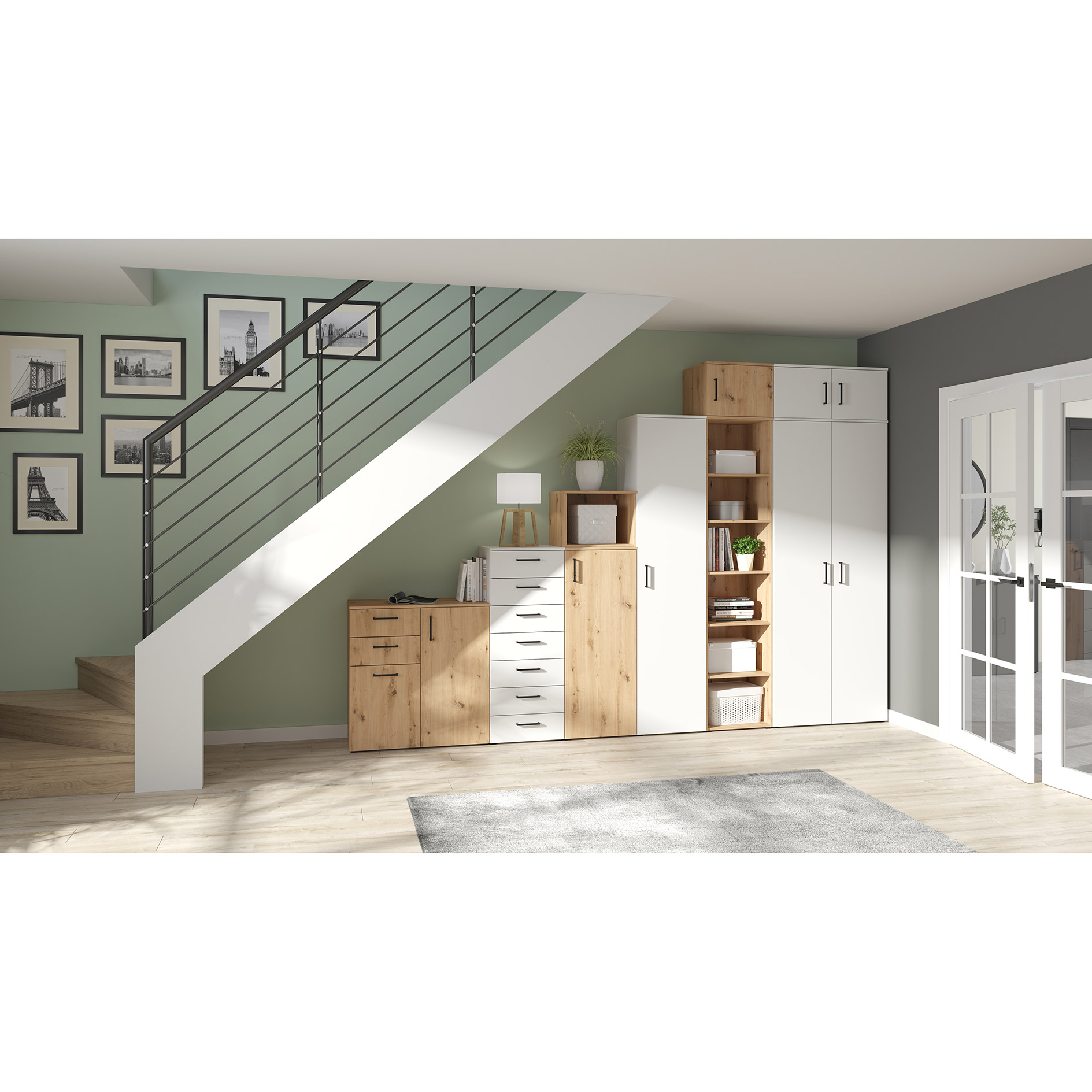 Drehtürenschrank - weiß - Breite 80 cm