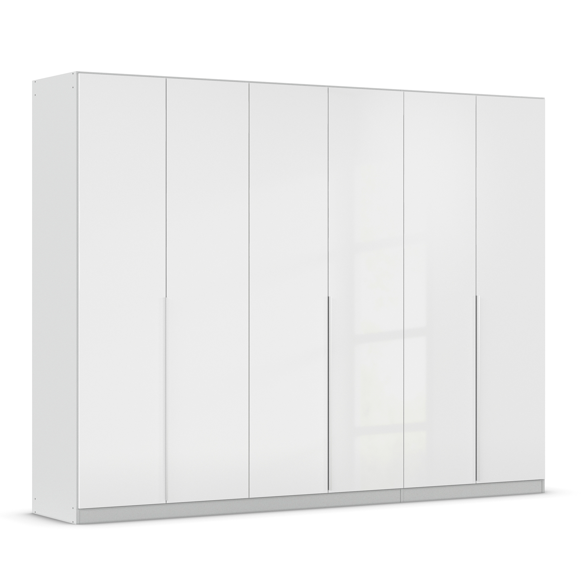 Drehtürenschrank - weiß Hochglanz-seidengrau - 6-türig - 271x210 cm
