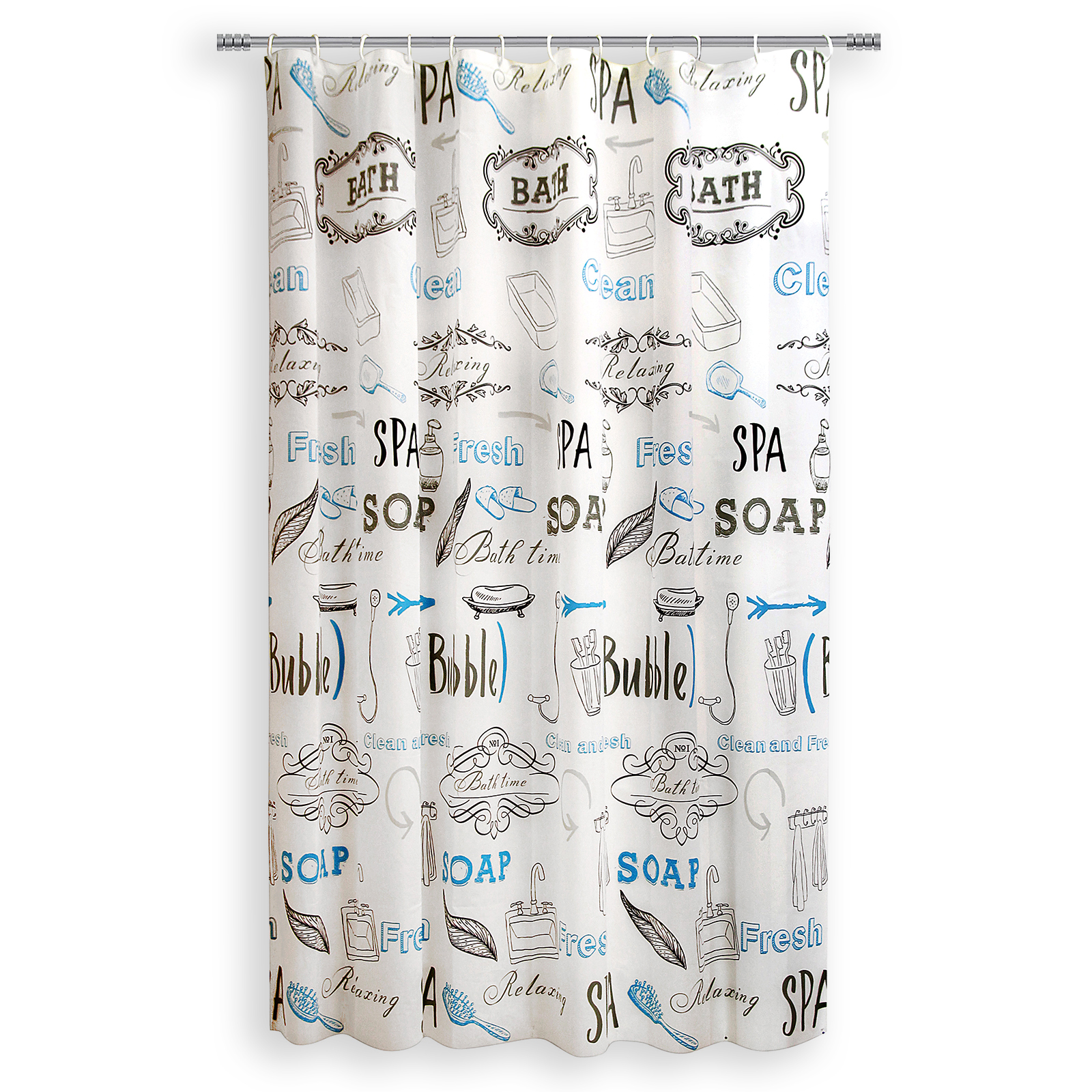 Marmor-Duschvorhang Blau-weiß – Wasserdicht, 183x183 Cm, Mit 12 Haken, Modernes Badezimmer-Deko