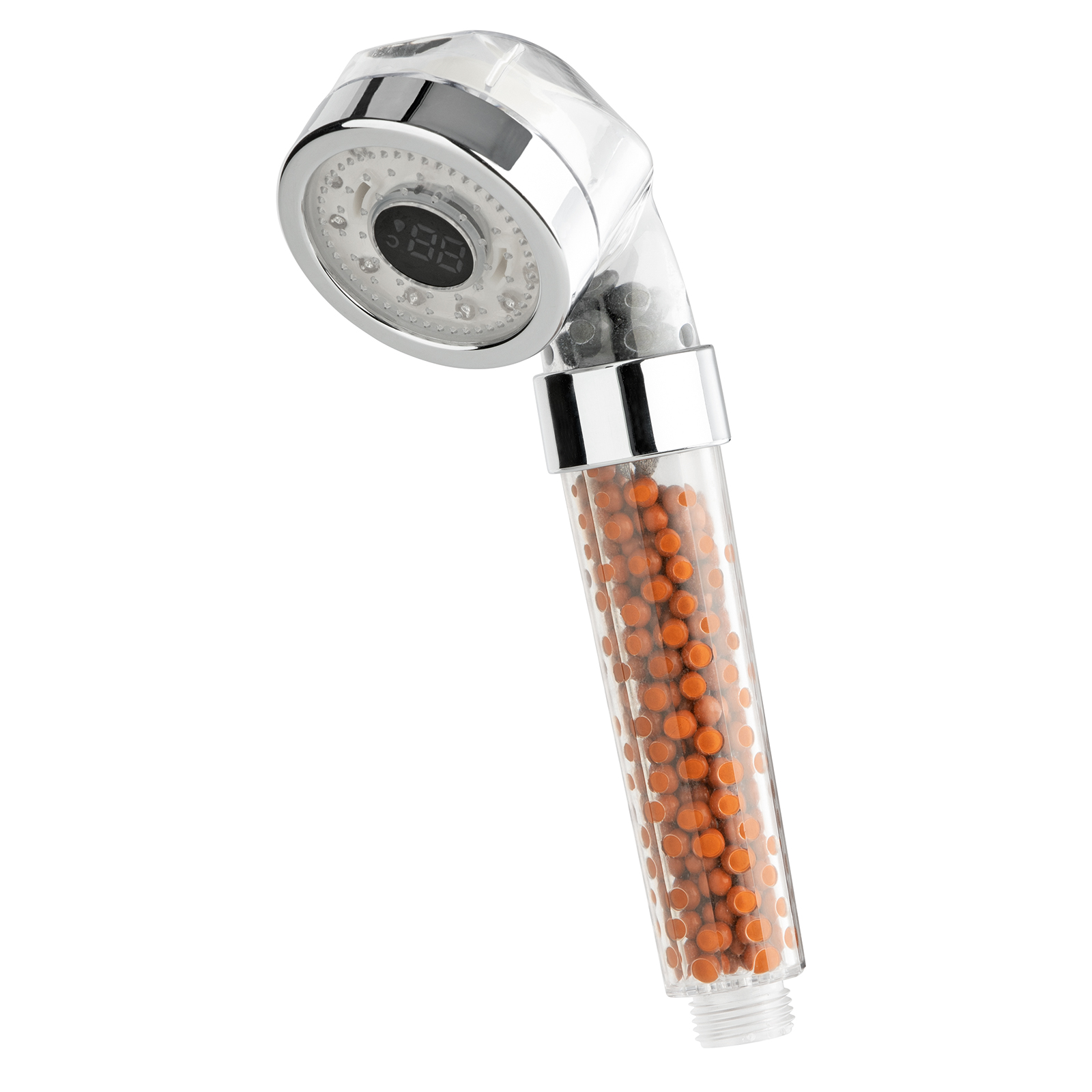 EASYMAXX Duschkopf - transparent-Chrom - LED-Farbwechsel - mit Mineralperlen