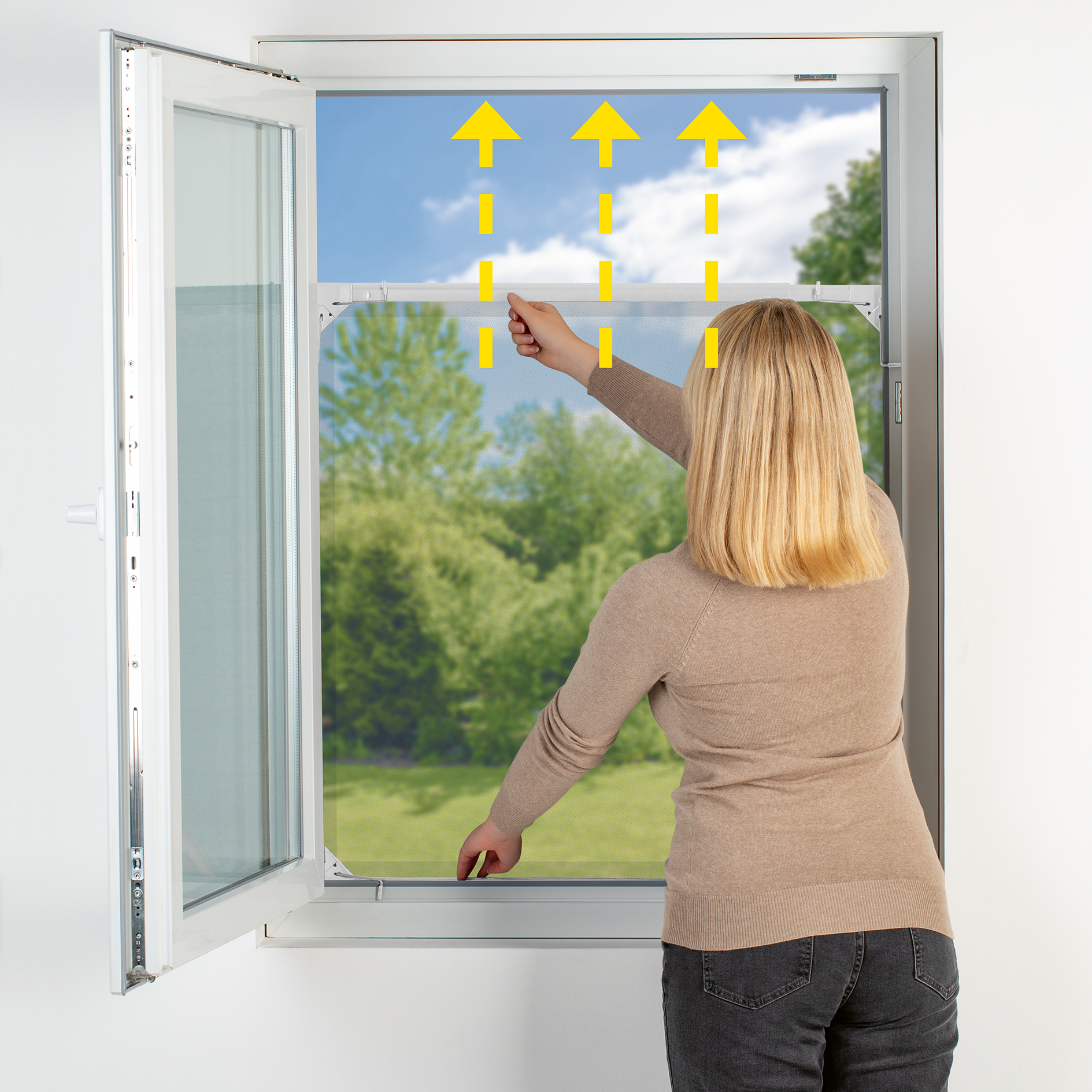 EASYMAXX Teleskop-Moskitonetz MAGIC FIT - weiß - für Standardfenster