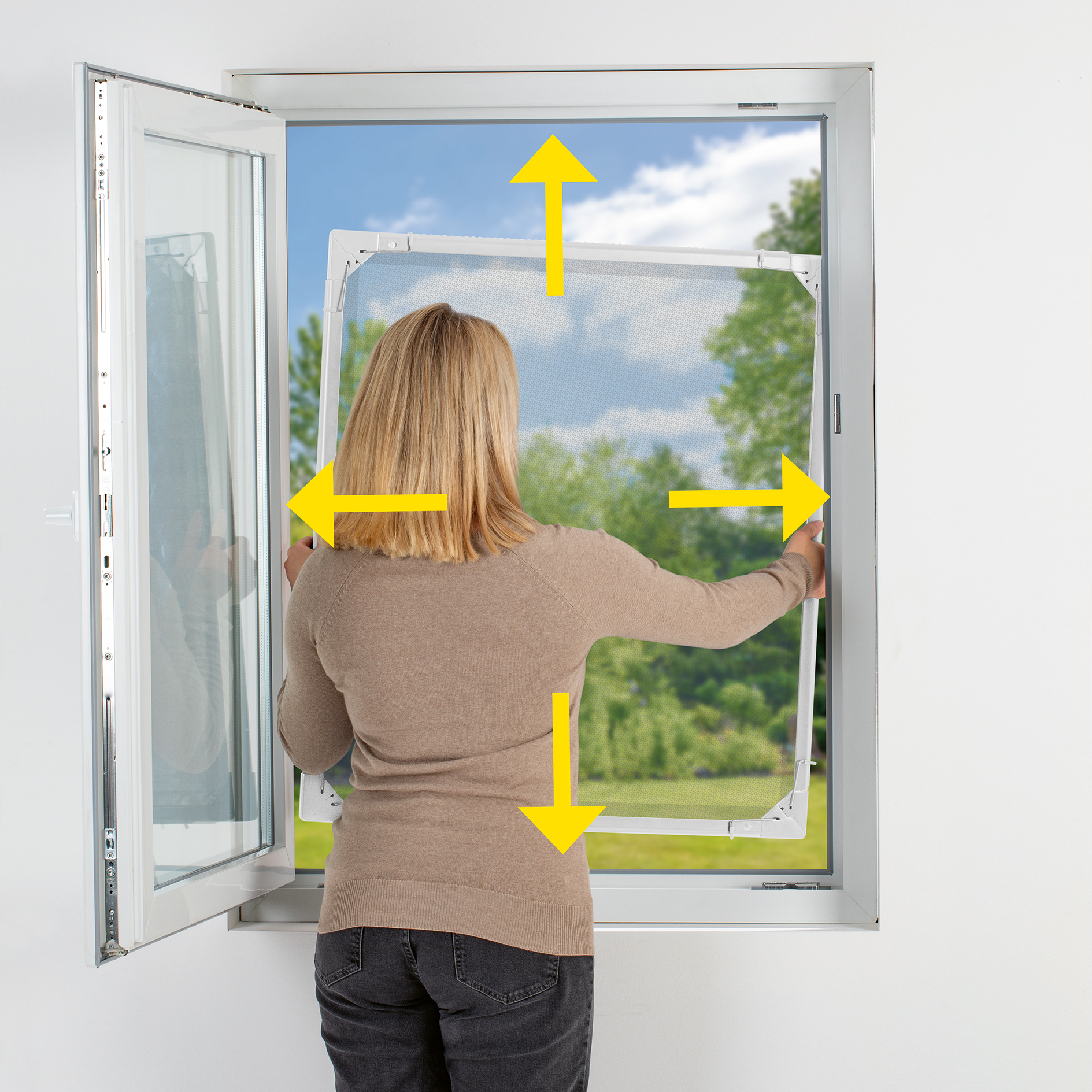 EASYMAXX Teleskop-Moskitonetz MAGIC FIT - weiß - für Standardfenster