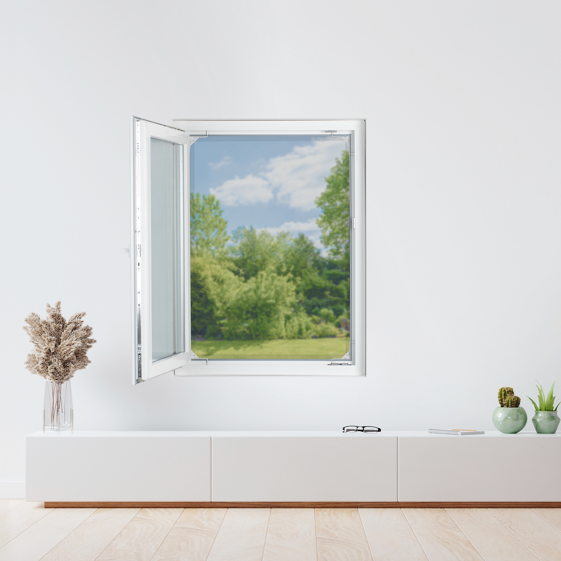EASYMAXX Teleskop-Moskitonetz MAGIC FIT - weiß - für Standardfenster