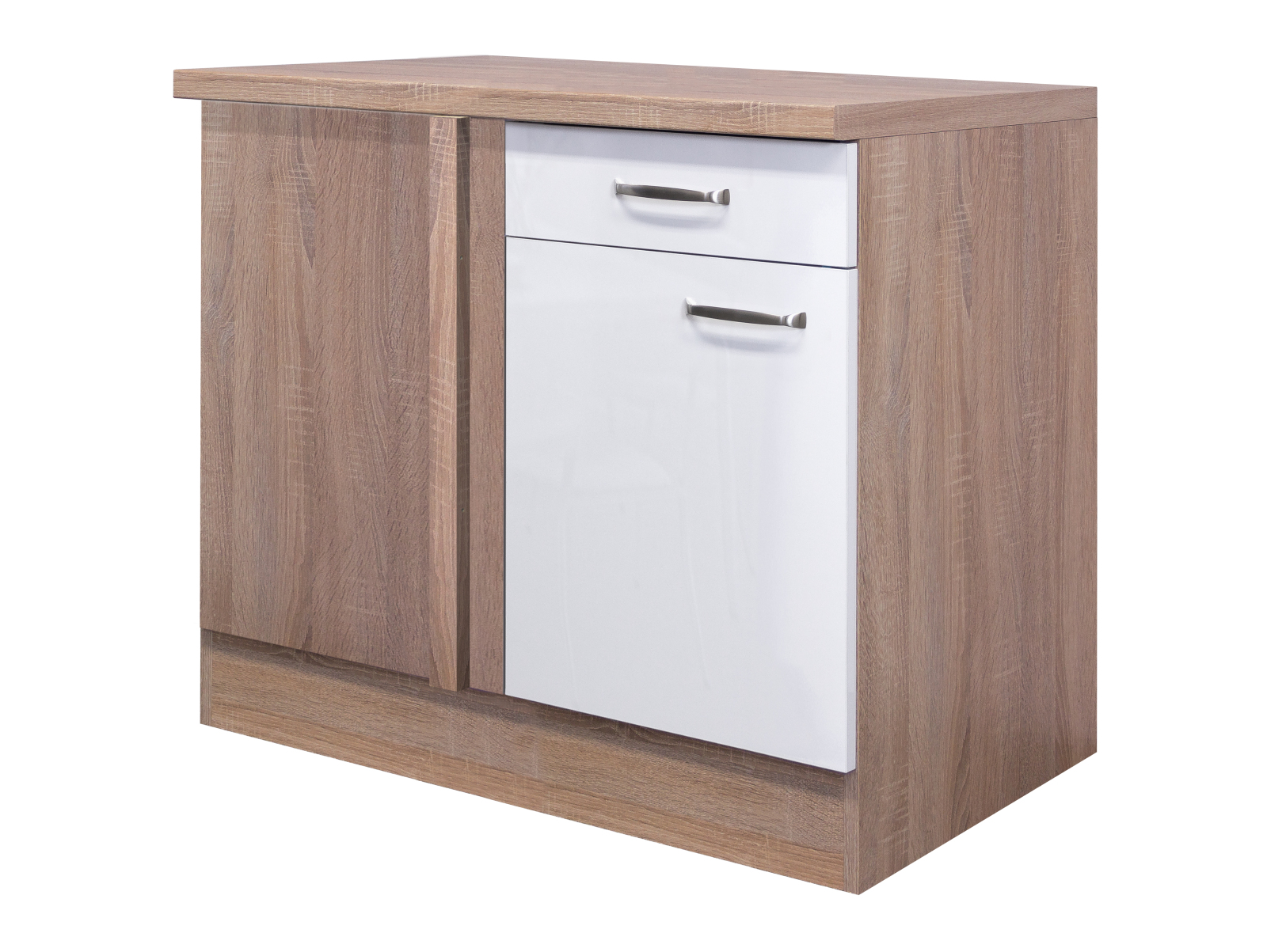 Eck-Anrichte VALERO - weiß Hochglanz-Sonoma Eiche - 110 cm