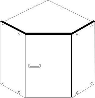 Eck-Hängeschrank BASEL - weiß Hochglanz - weiß - 60 cm
