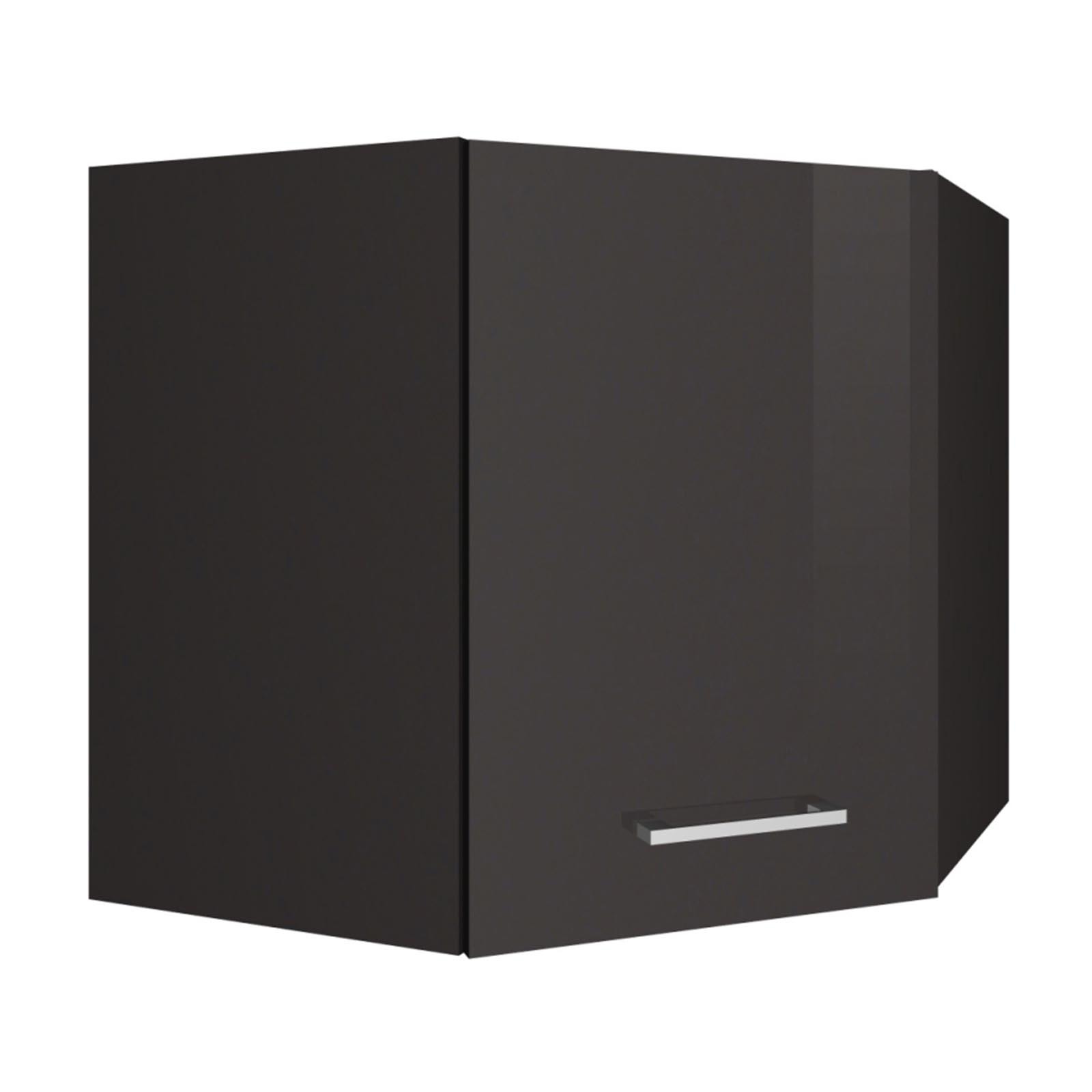 Eck-Hängeschrank ROM - grau Hochglanz - 60 cm
