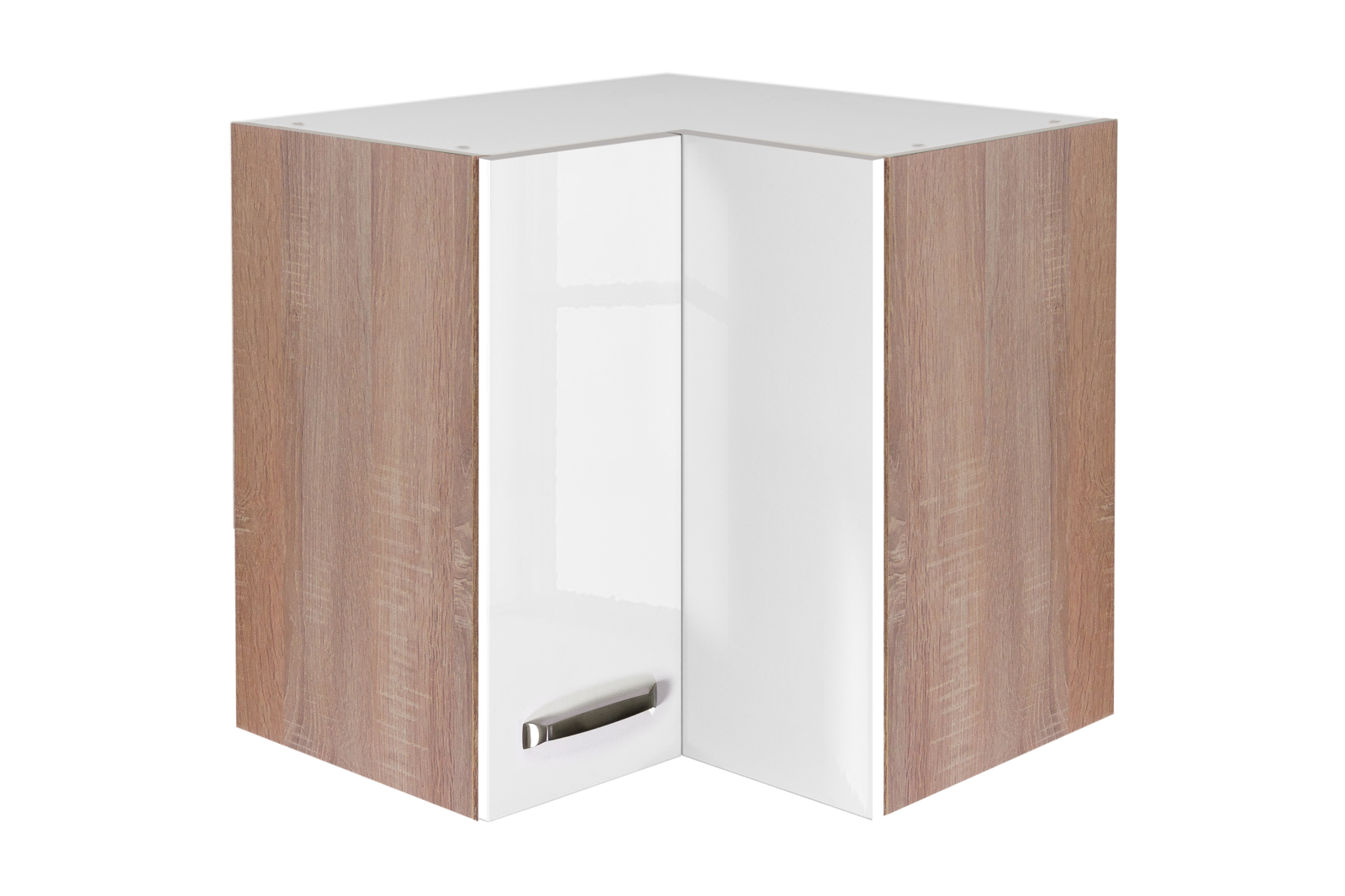 Eck-Hängeschrank VALERO - weiß Hochglanz-Sonoma Eiche - 60x60 cm