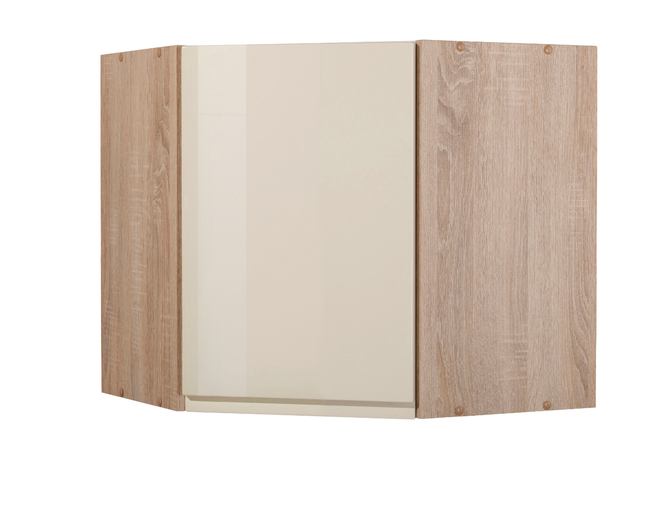 Eck-Hängeschrank WIEN - creme Hochglanz - Sonoma Eiche - 60 cm