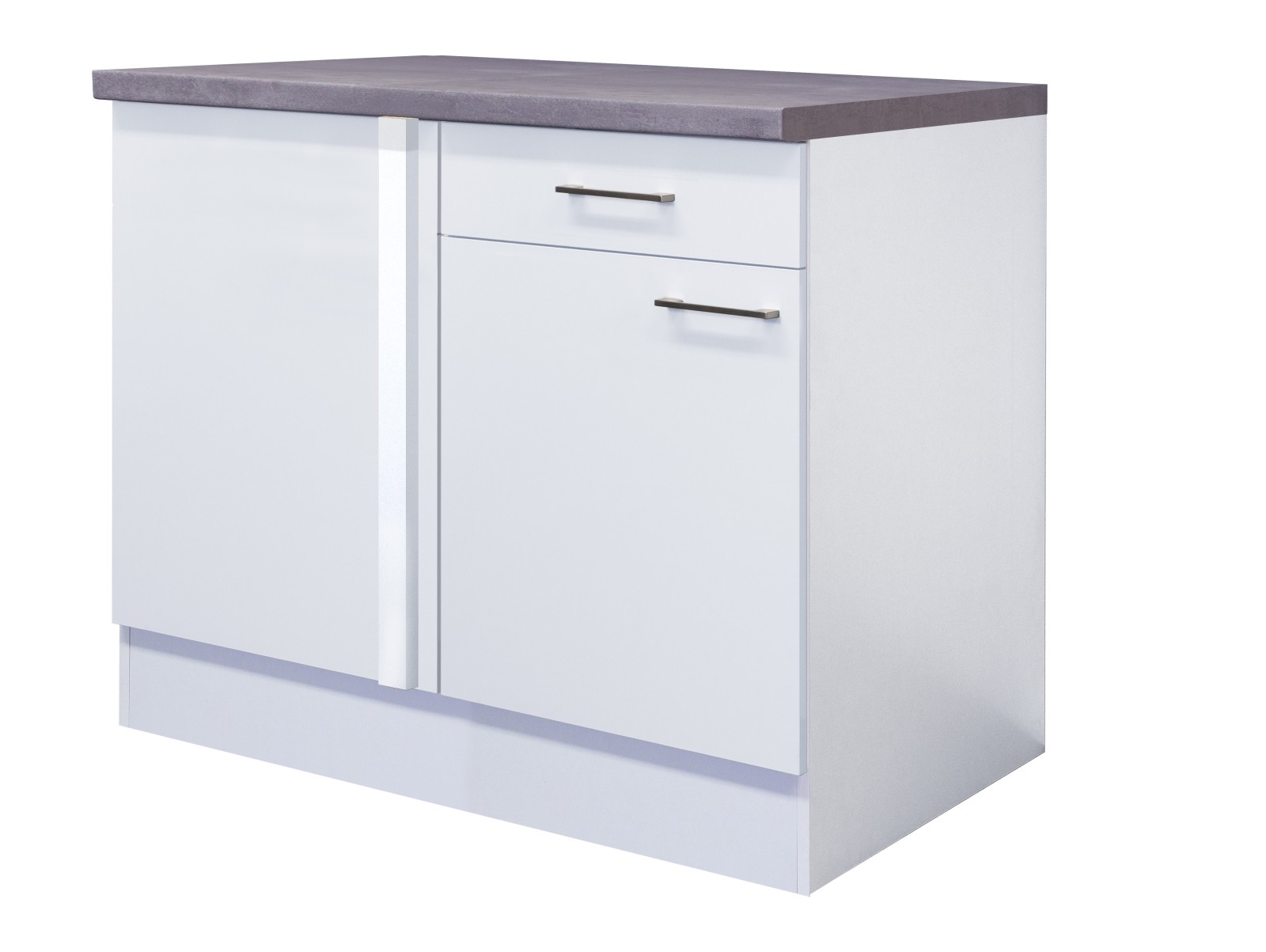 Eck-Unterschrank ELEA - weiß-Betongrau - 110 cm