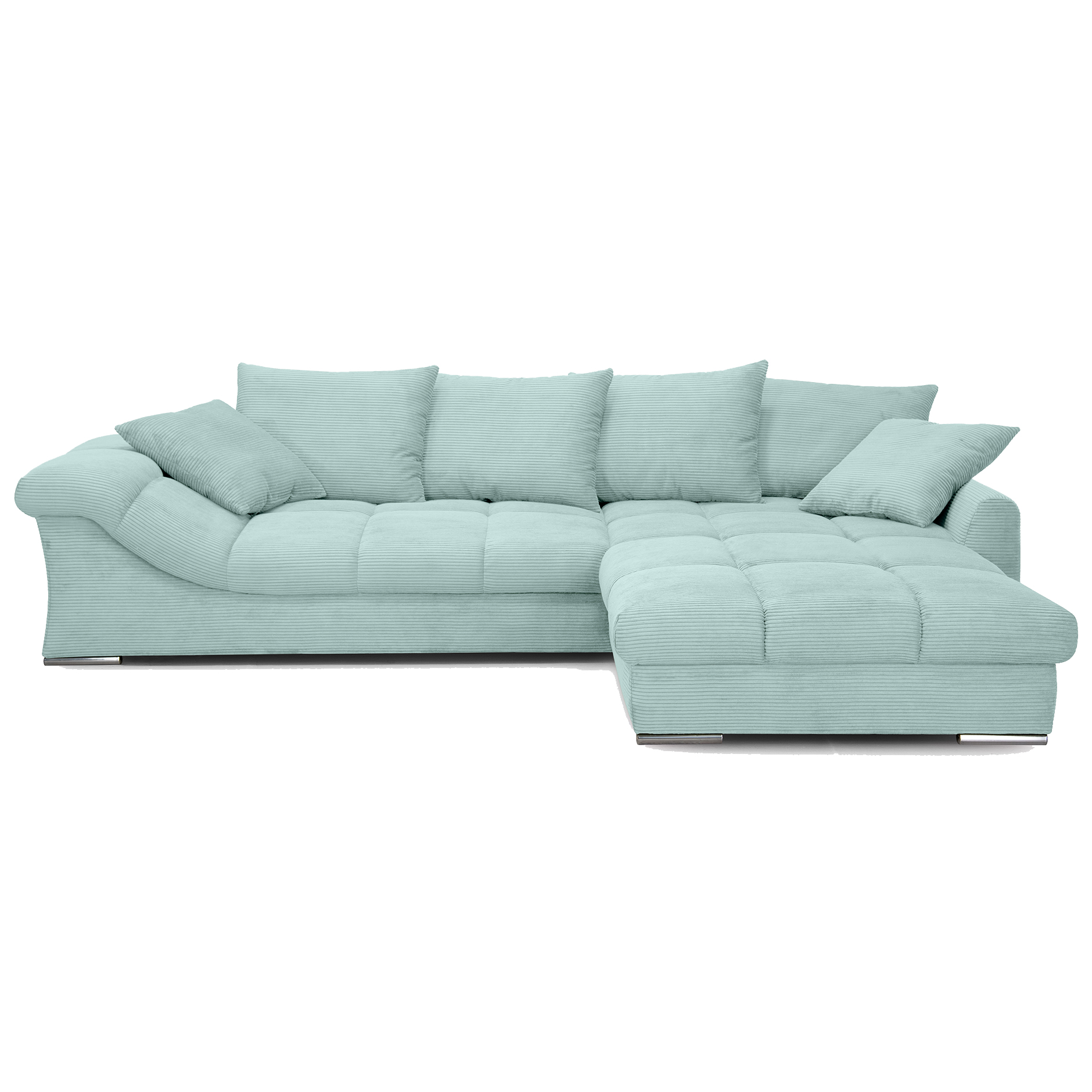 Eckgarnitur - blue grey - Cord - inklusive Kissen
