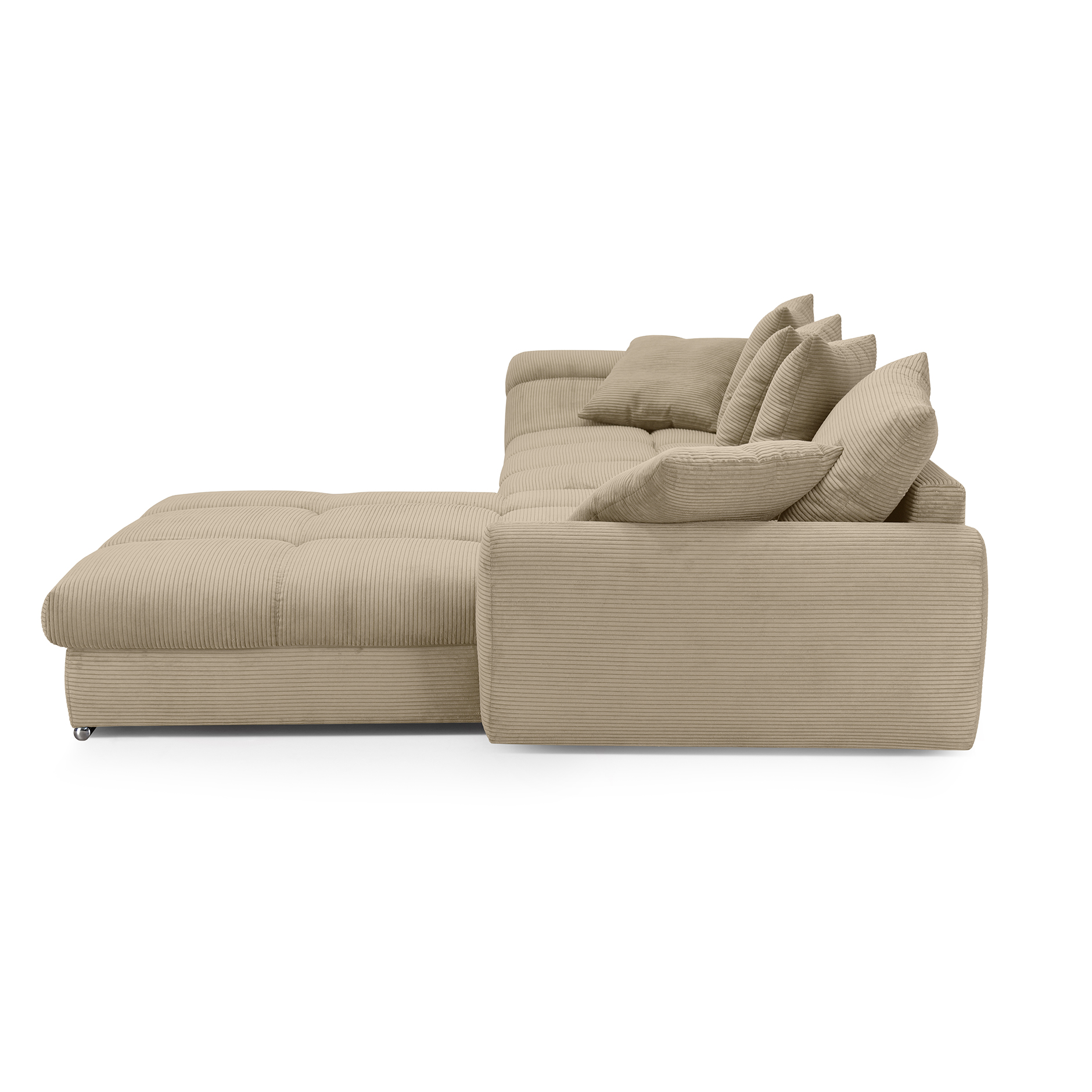 Eckgarnitur - taupe - Cord - inklusive Kissen