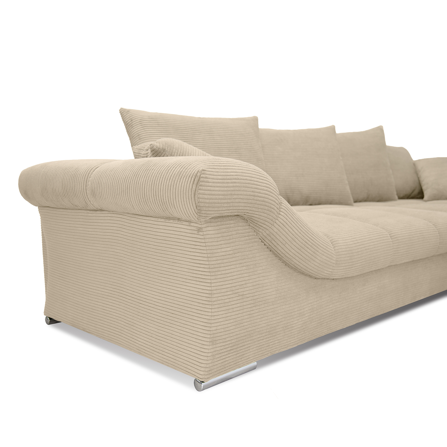 Eckgarnitur - taupe - Cord - inklusive Kissen