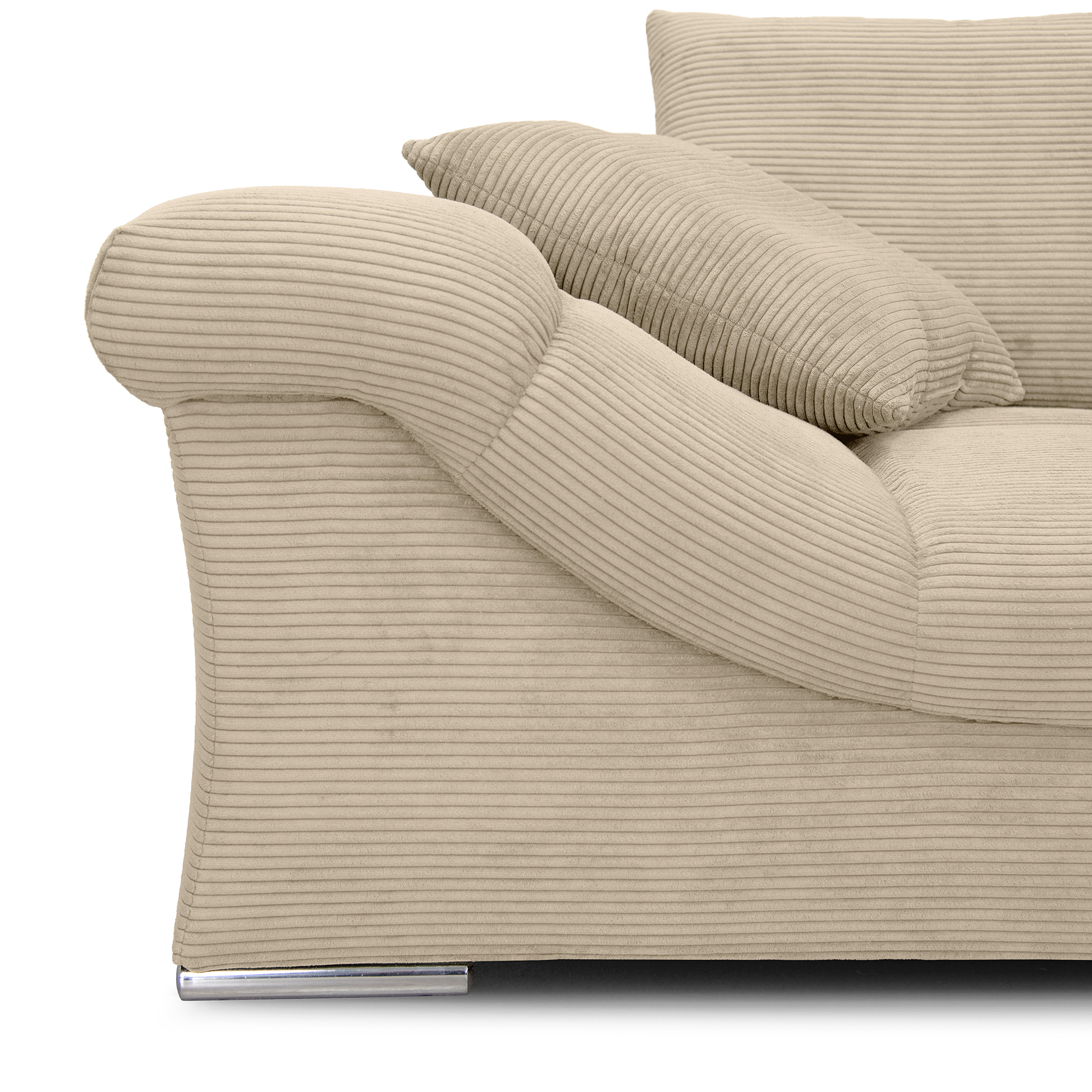 Eckgarnitur - taupe - Cord - inklusive Kissen