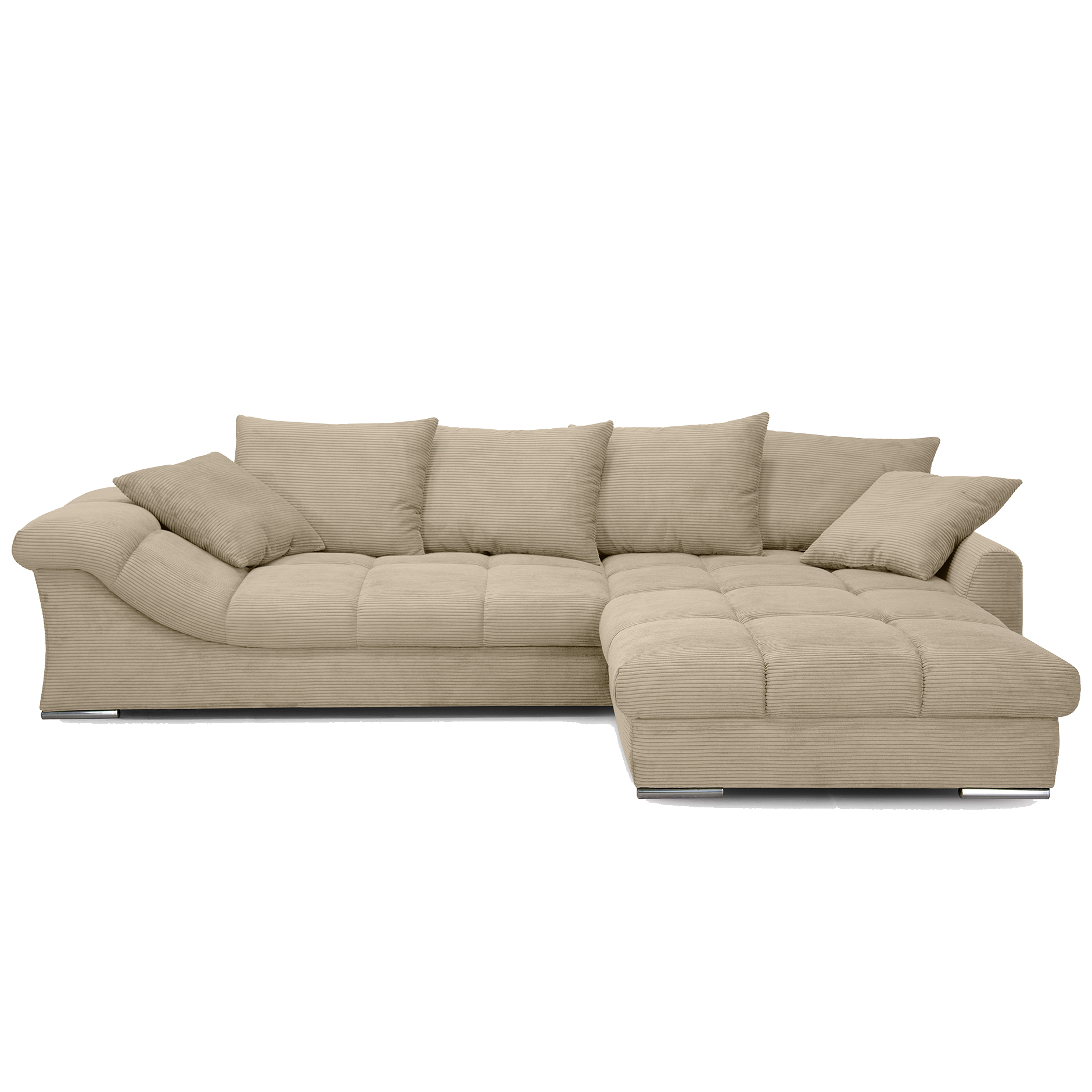 Eckgarnitur - taupe - Cord - inklusive Kissen