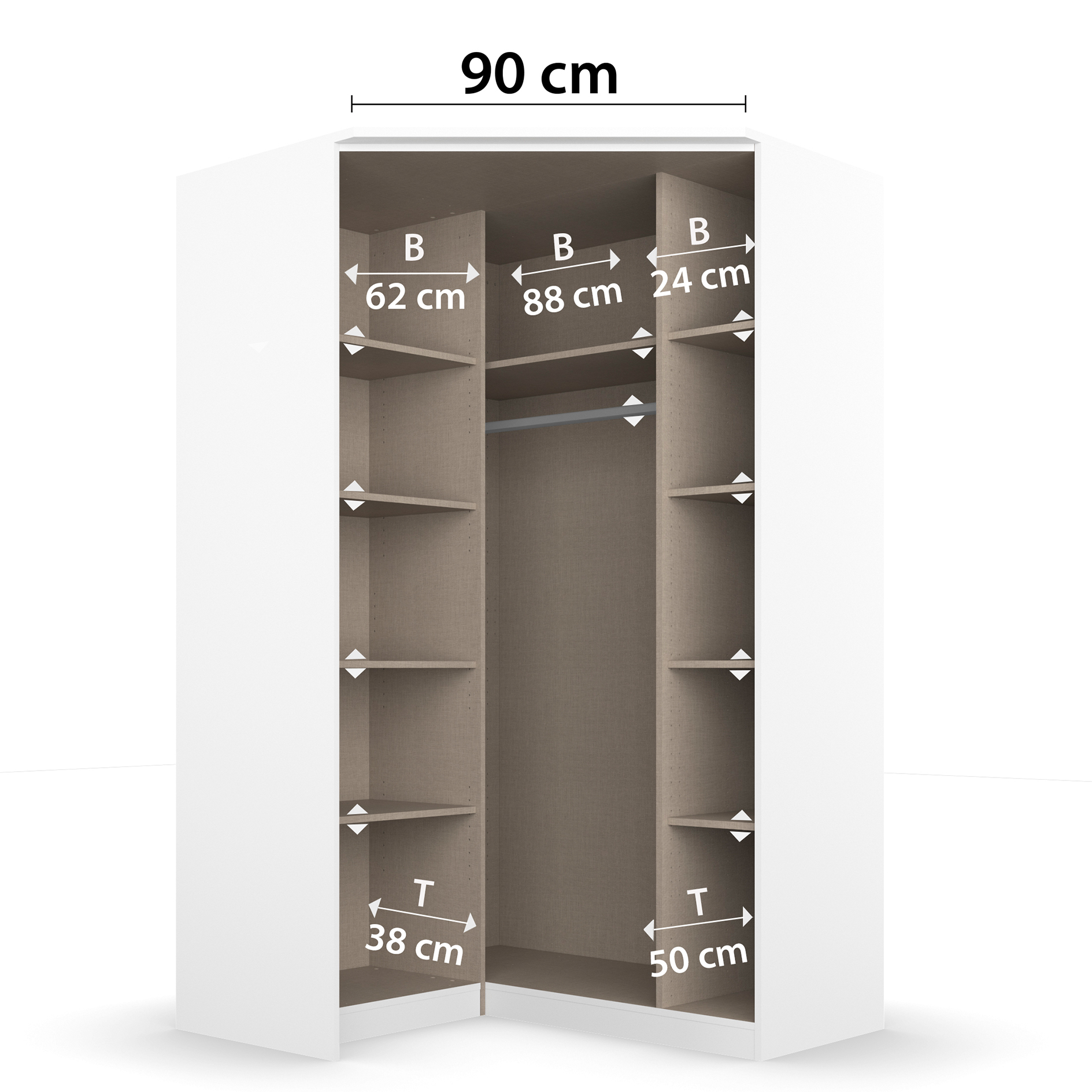 Eckkleiderschrank - Sonoma Eiche - 2-türig
