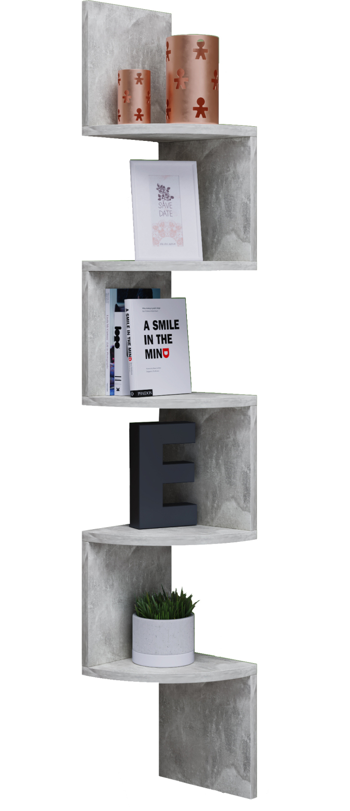 Eckregal MINTIS - Beton - 5 Ablagen - 123,6 cm