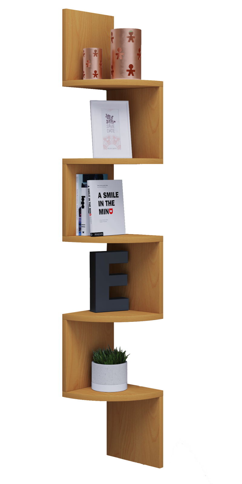 Eckregal MINTIS - Buche - 5 Ablagen - 123,6 cm