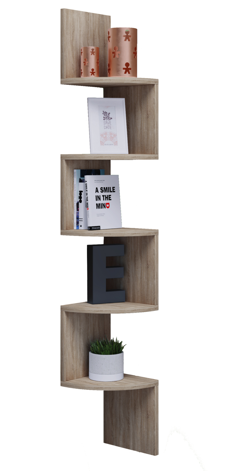 Eckregal MINTIS - Sonoma Eiche - 5 Ablagen - 123,6 cm