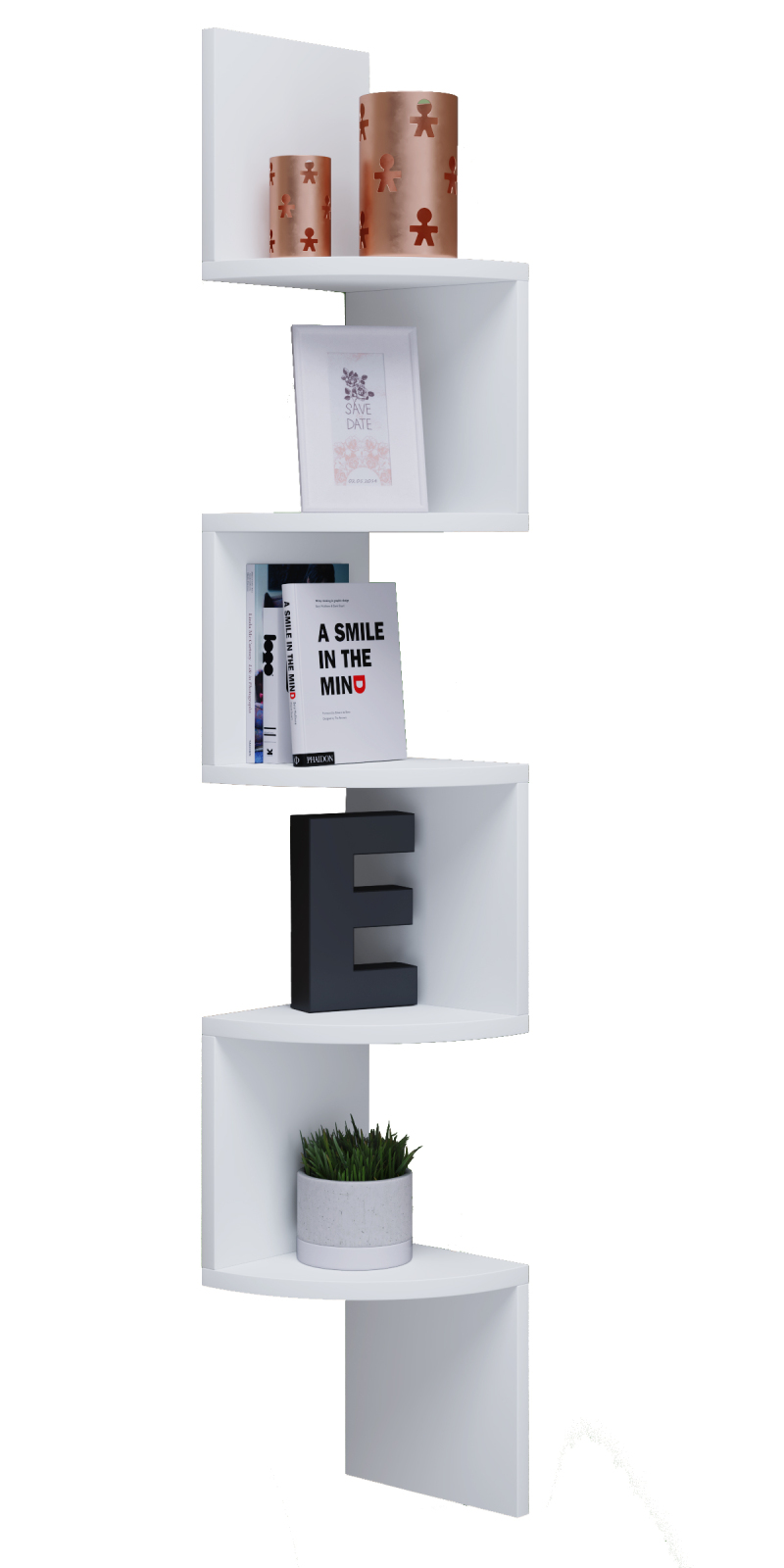 Eckregal MINTIS - weiß - 5 Ablagen - 123,6 cm