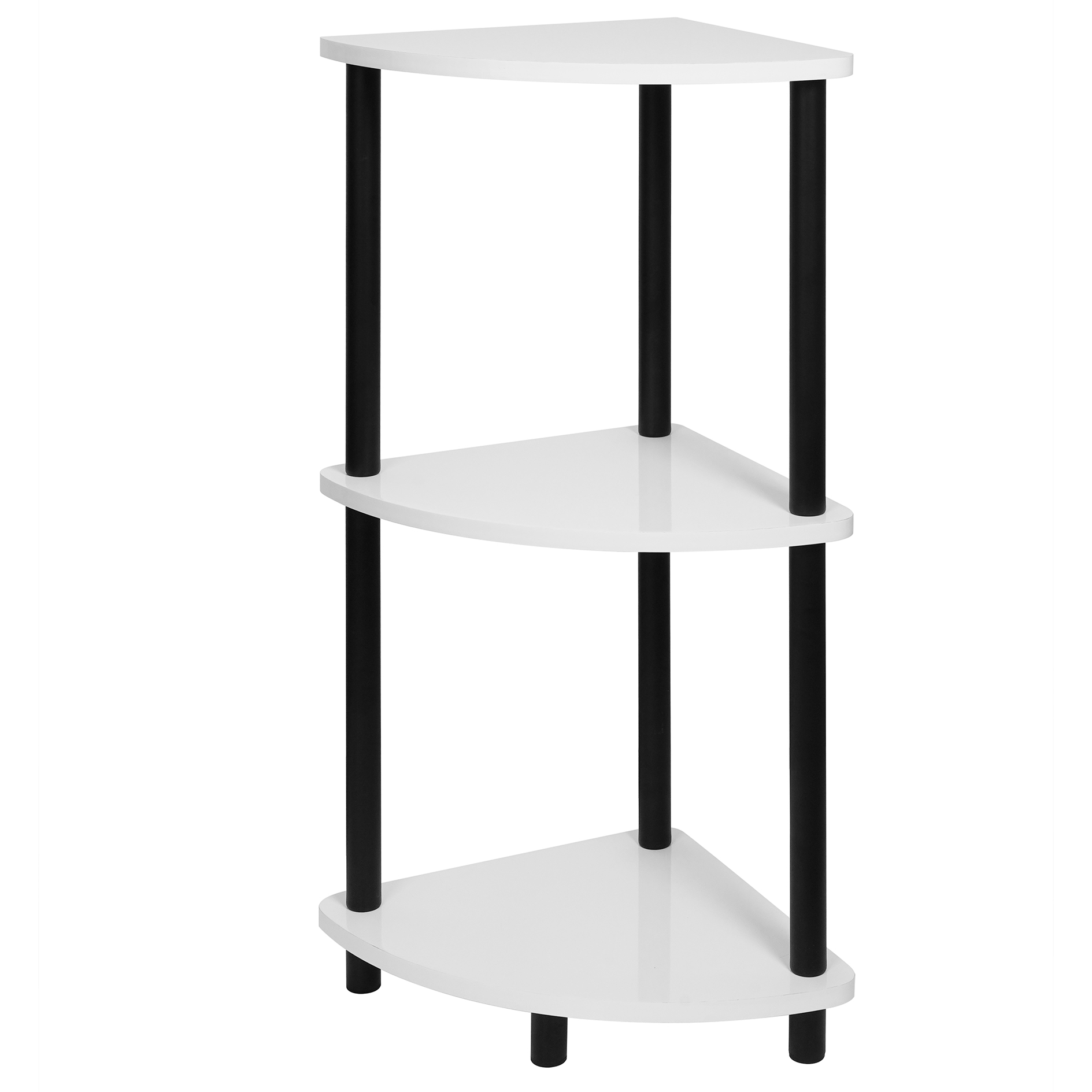 Eckregal - weiß Hochglanz - schwarz - 76 cm