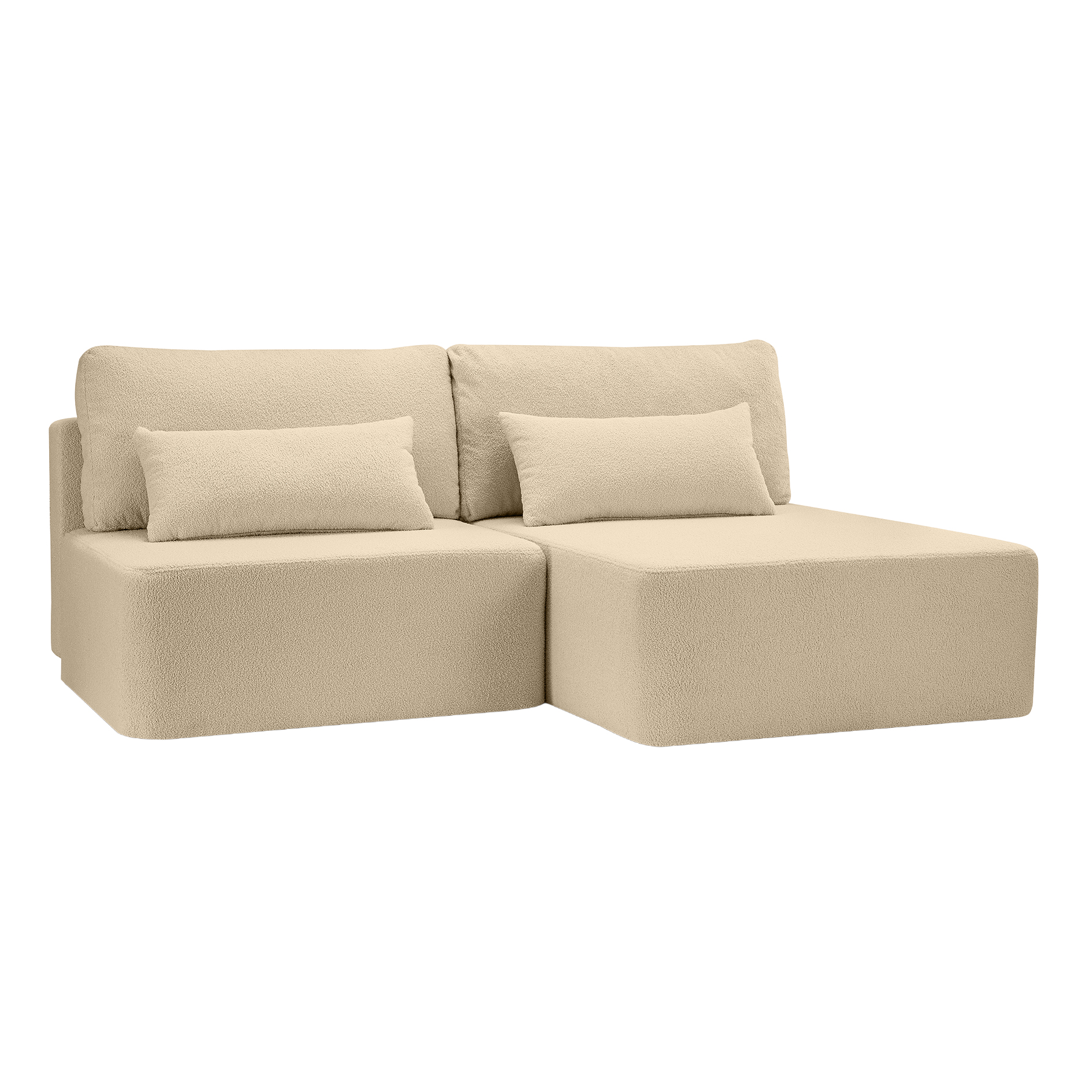 Ecksofa AMSTERIX - beige - Bouclé - Liegefunktion - Staukasten