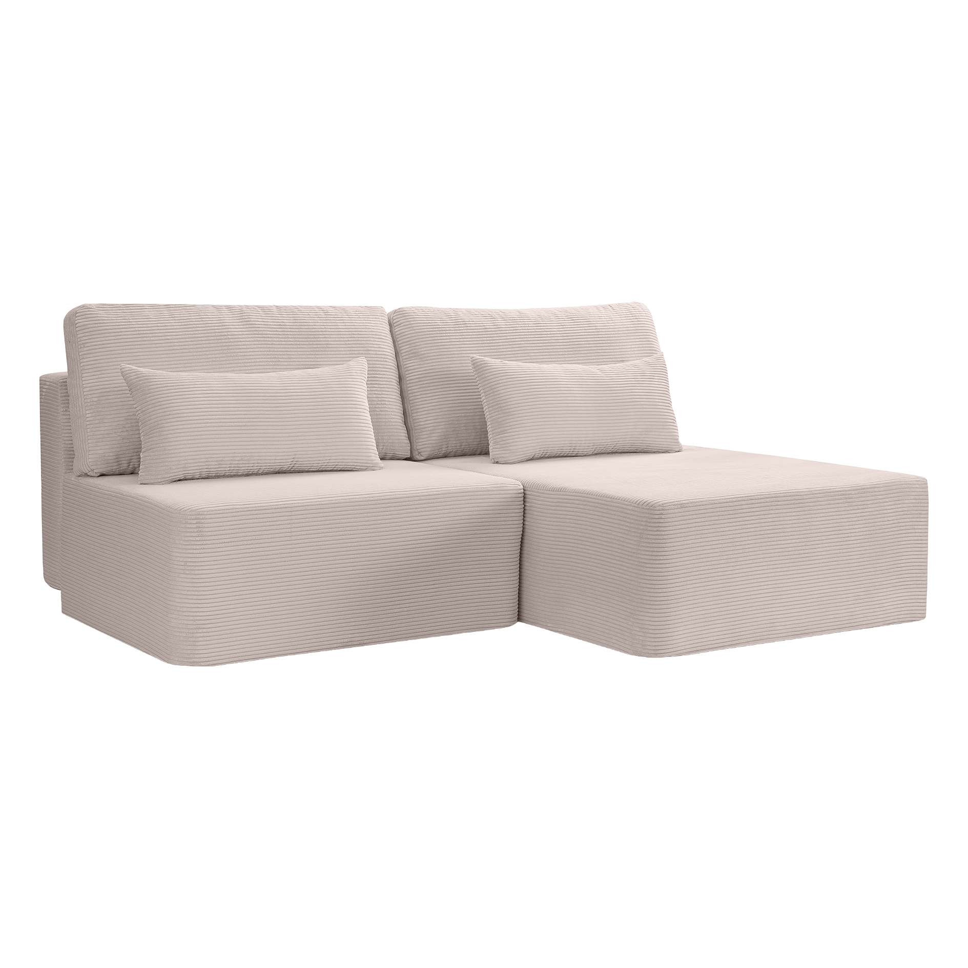 Ecksofa AMSTERIX - grau-beige - Cord - Liegefunktion - Staukasten