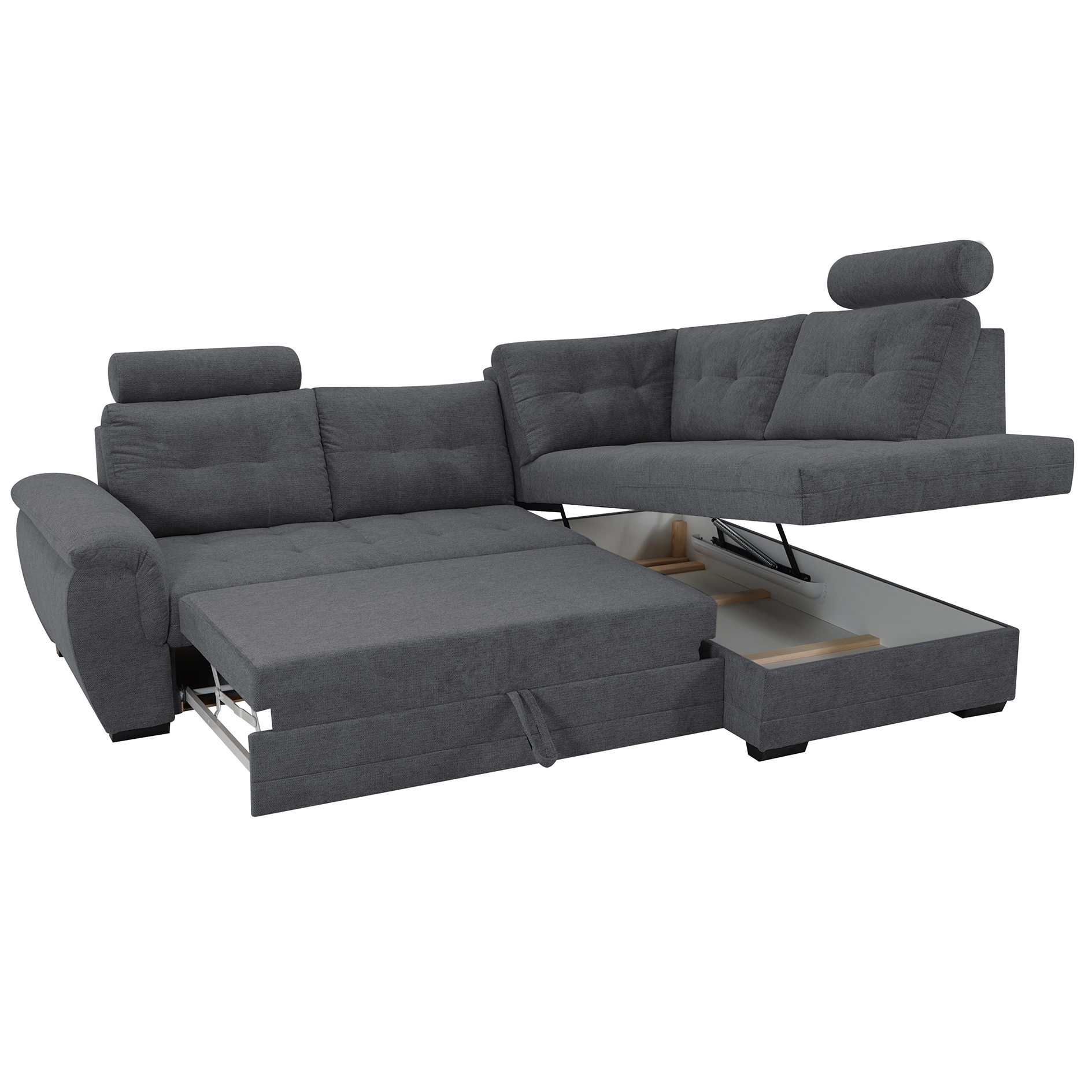 Ecksofa - anthacite - Microfaser - Liegefunktion - Staukasten rechts