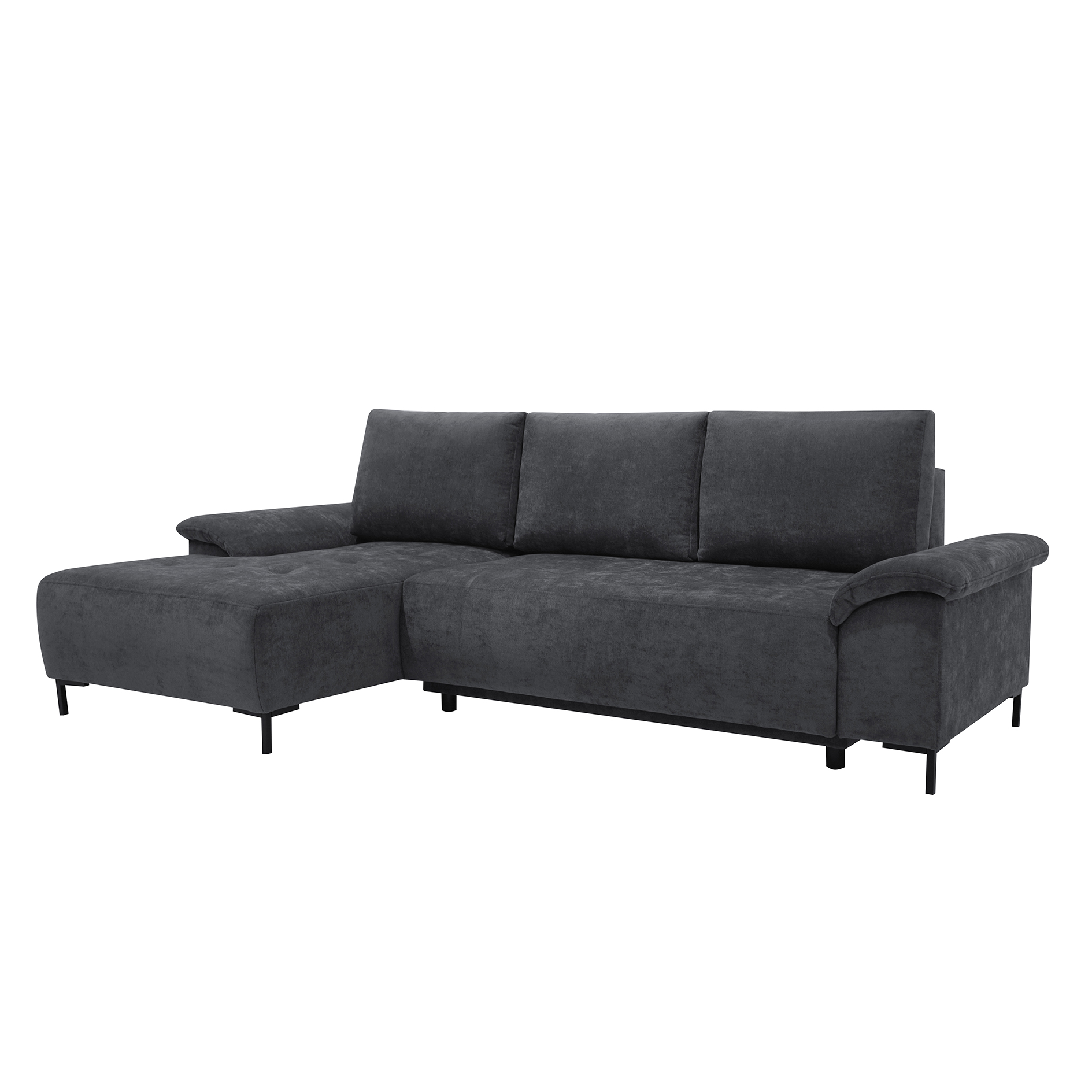 Ecksofa - anthracite - Liegefunktion - Staukasten - Ottomane links