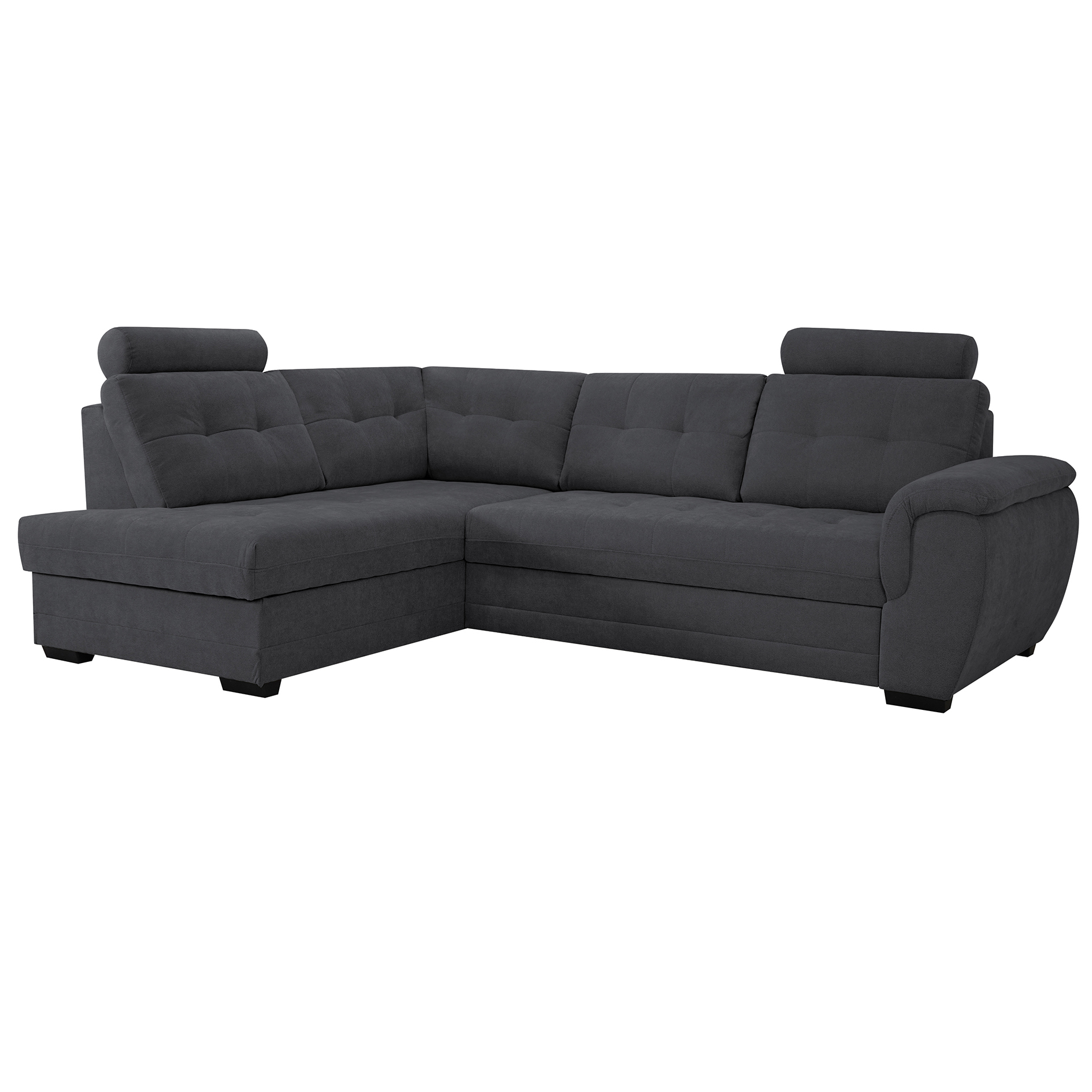 Ecksofa - anthracite - Strukturgewebe - Liegefunktion - Staukasten links