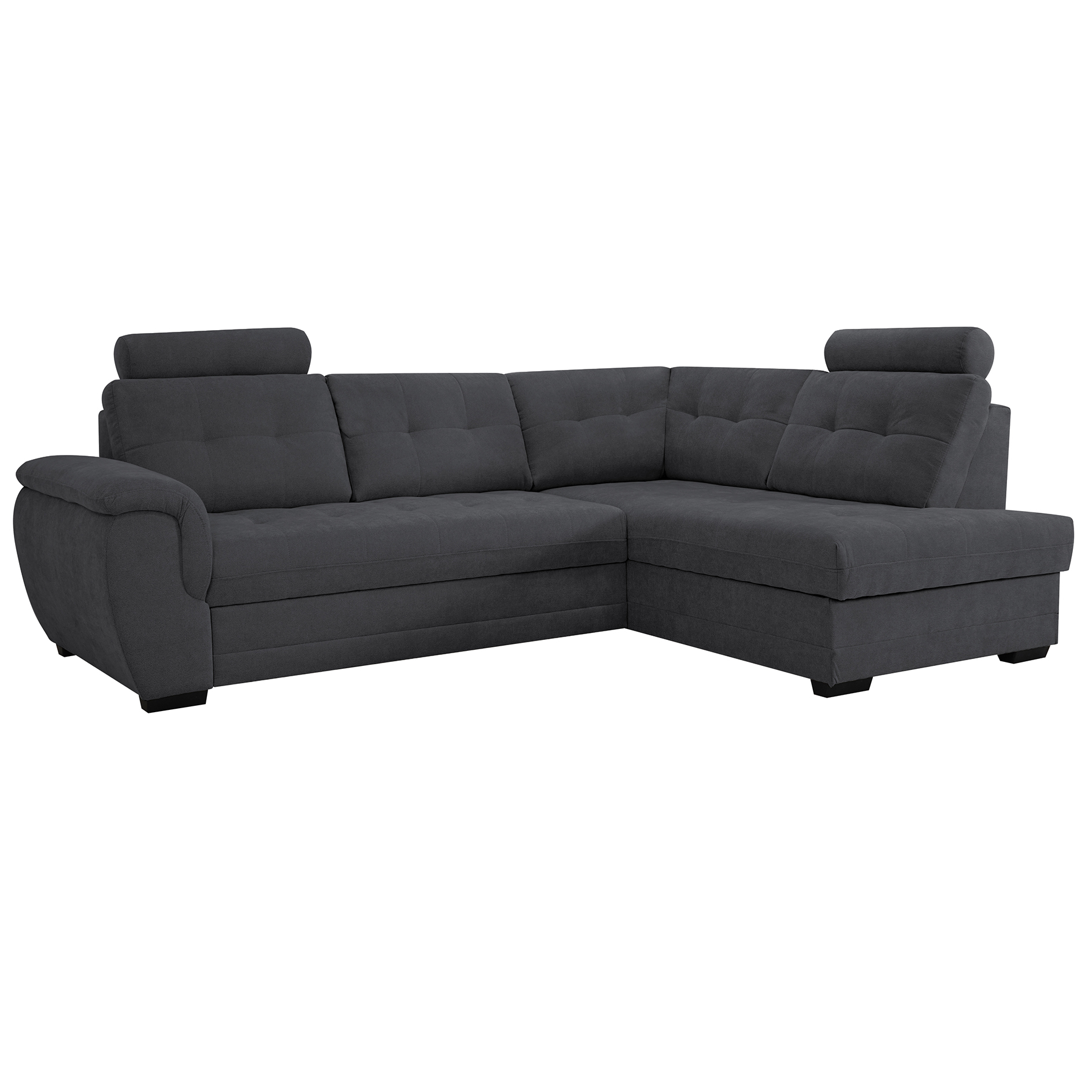 Ecksofa - anthracite - Strukturgewebe - Liegefunktion - Staukasten rechts