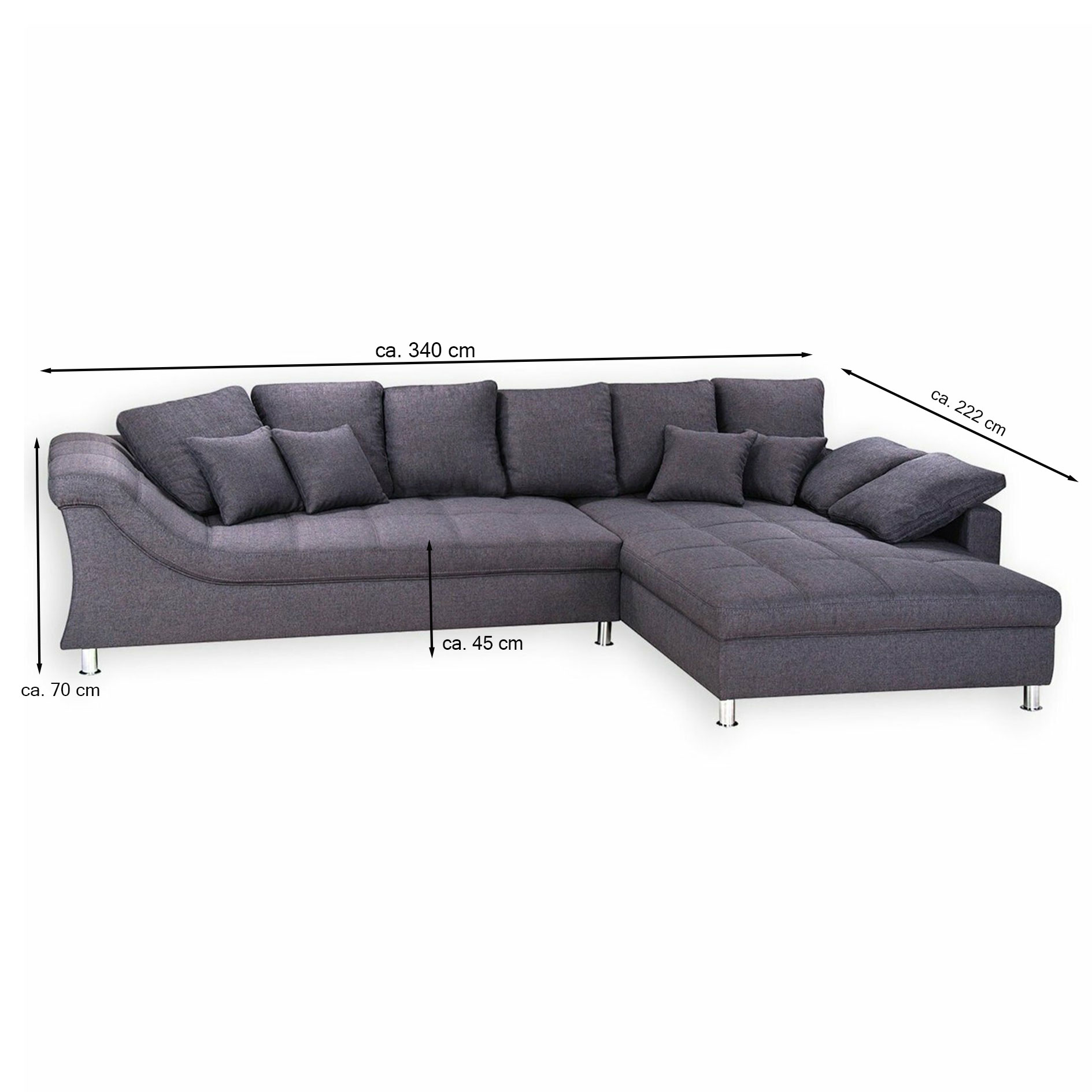 Ecksofa - anthrazit - beidseitig montierbar