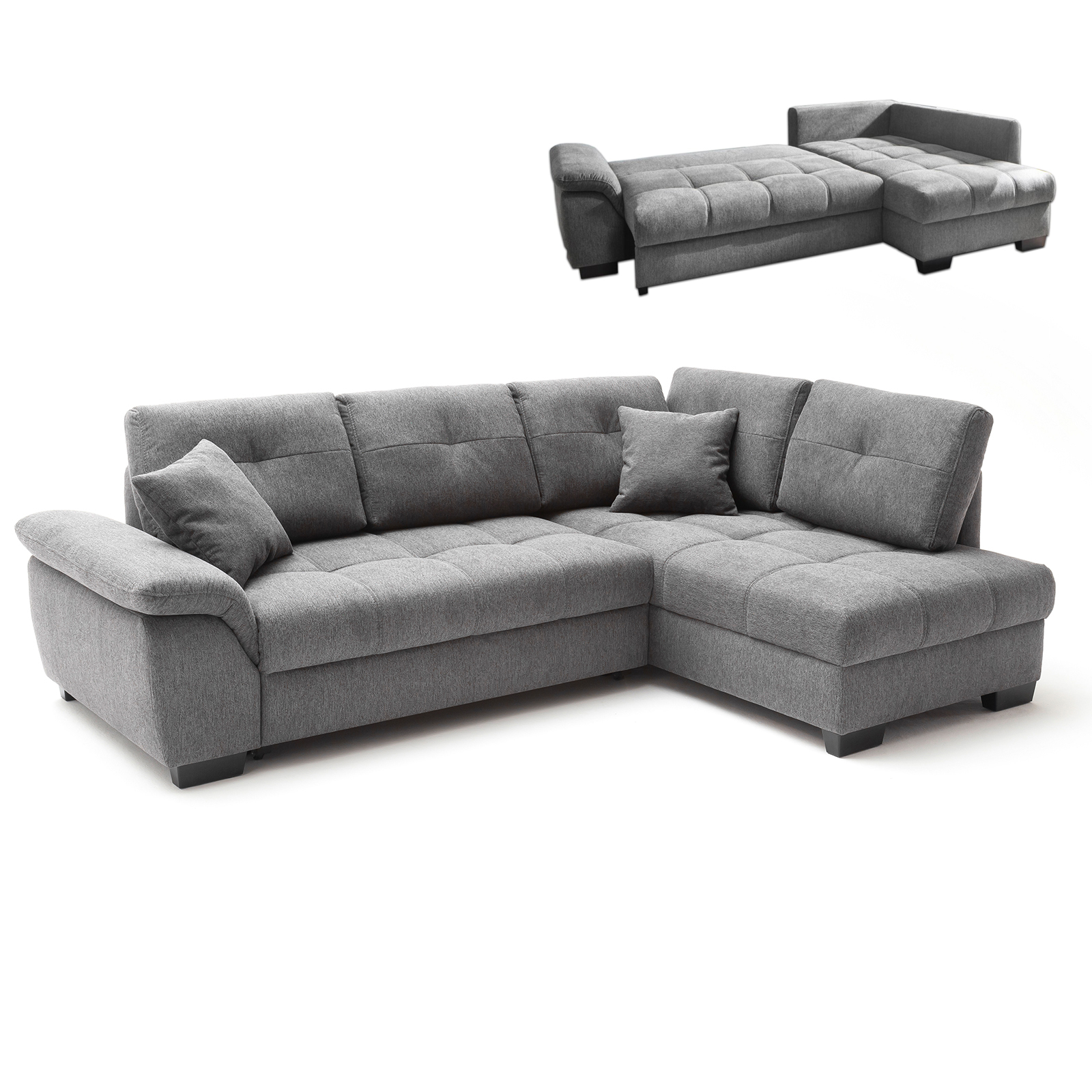 Ecksofa - anthrazit - Boxspringaufbau - Dauerschläfer