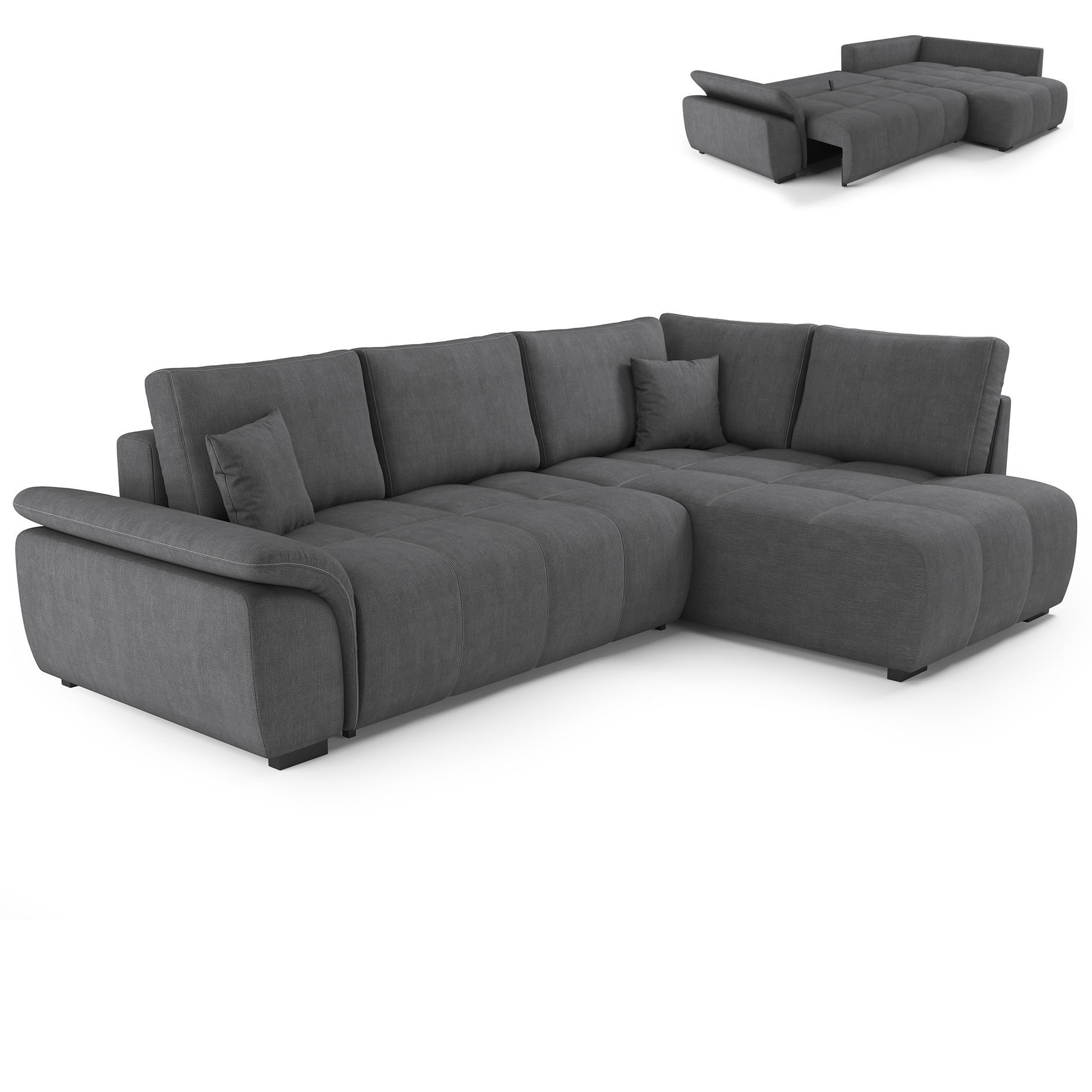 Ecksofa - anthrazit - Boxspringfederung - Staukasten - Dauerschläfer