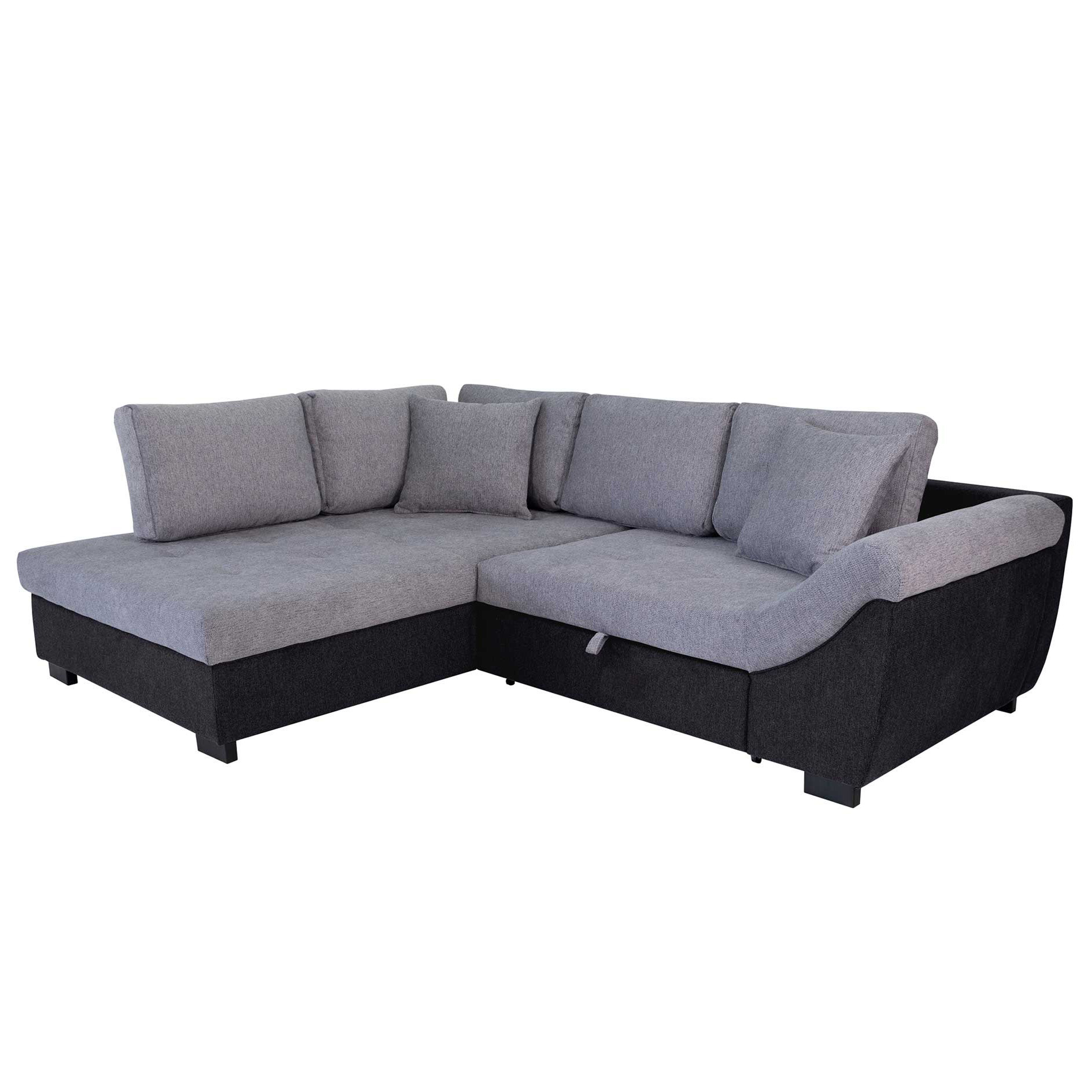 Ecksofa - anthrazit-grey - Liegefunktion - Webstoff/Strukturgewebe - Ottomane links