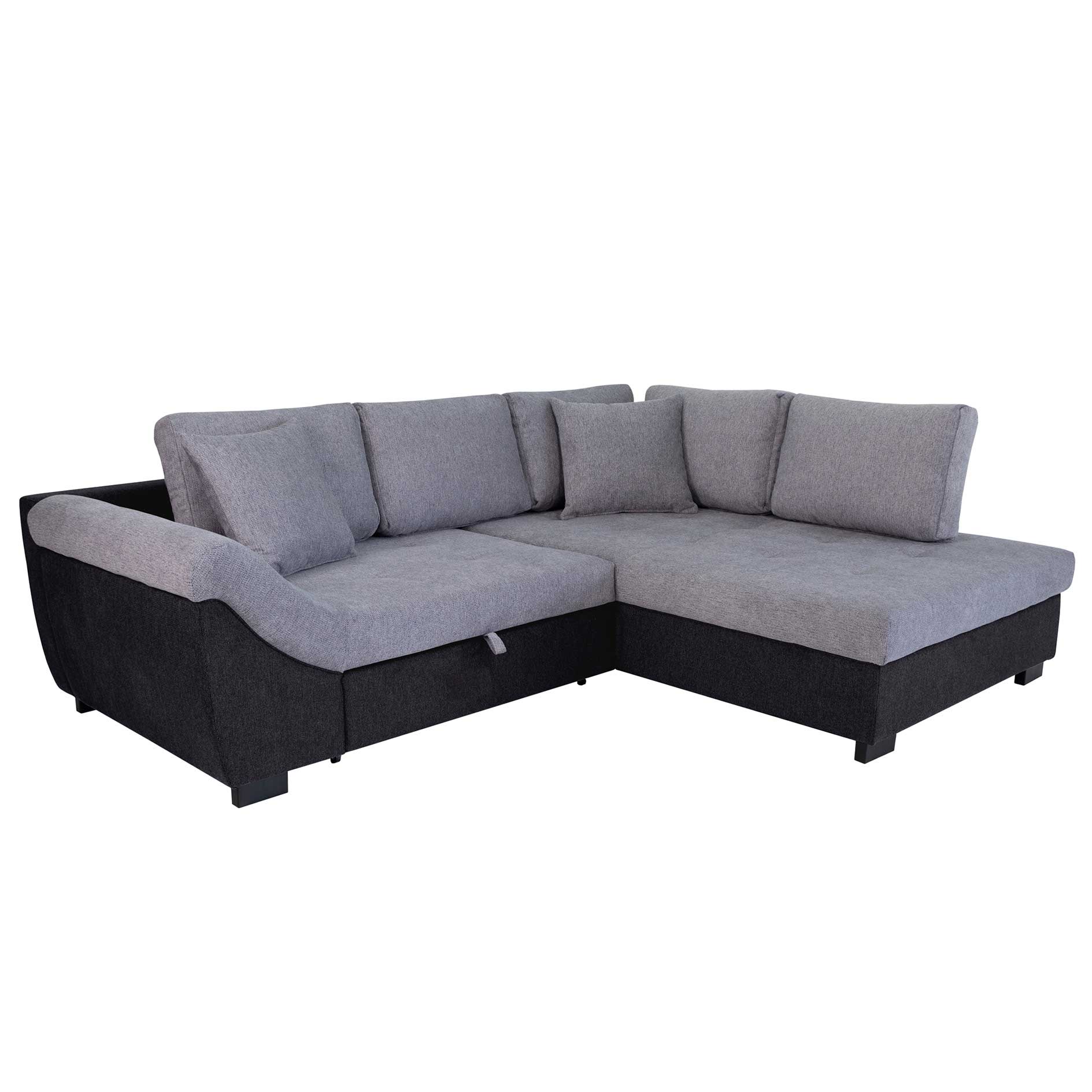 Ecksofa - anthrazit-grey - Liegefunktion - Webstoff/Strukturgewebe - Ottomane rechts