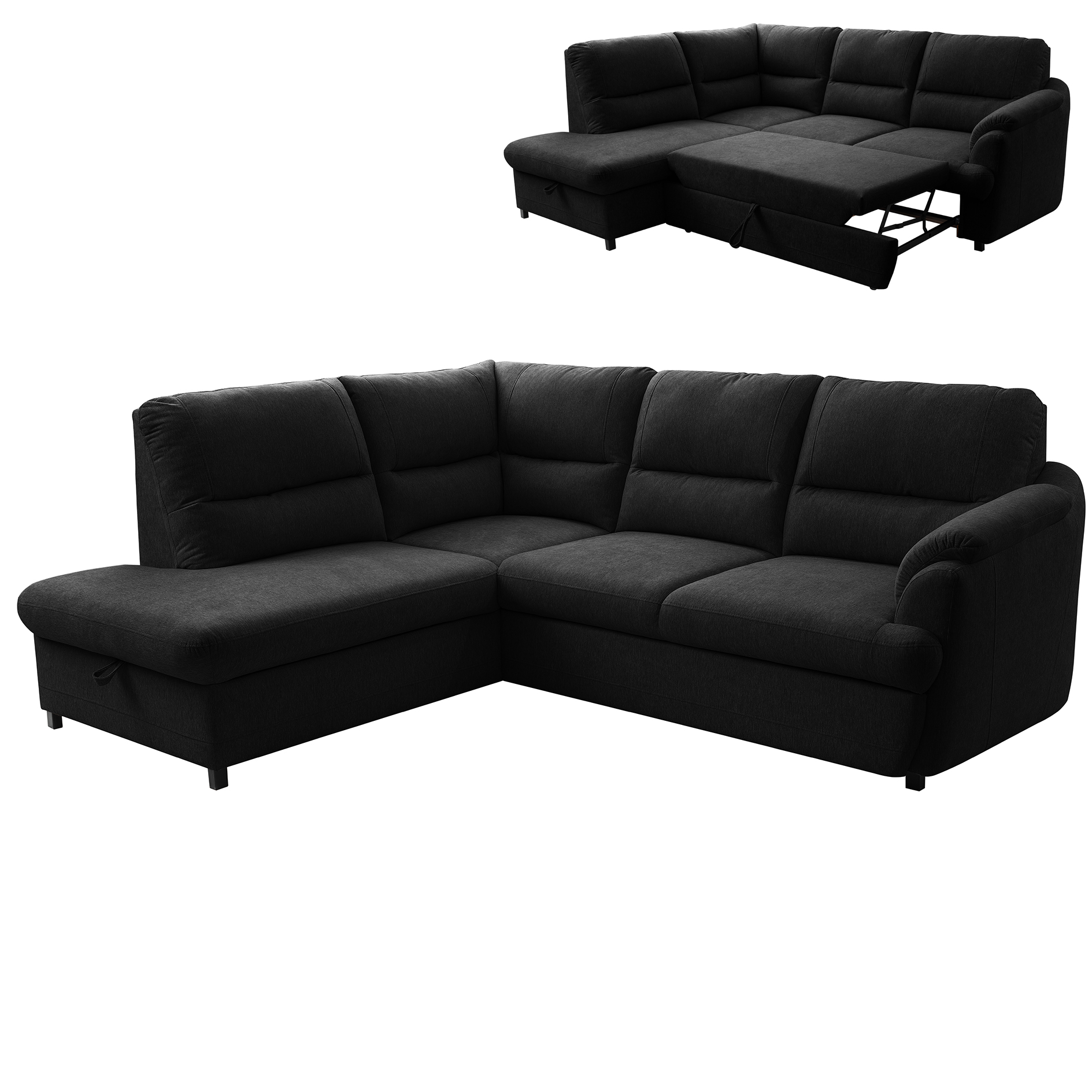 Ecksofa - anthrazit - Liegefunktion - Staukasten - Ottomane links