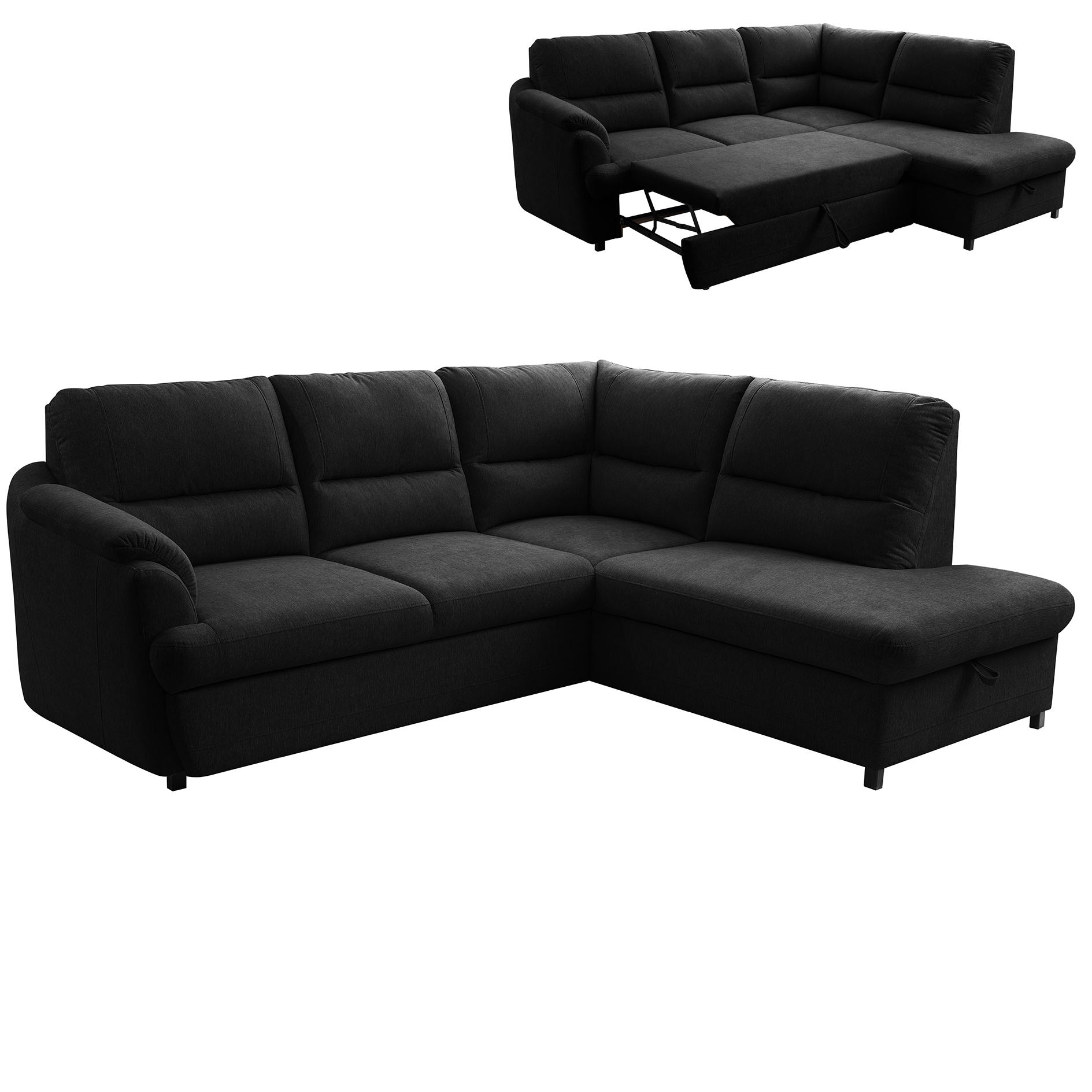 Ecksofa - anthrazit - Liegefunktion - Staukasten - Ottomane rechts