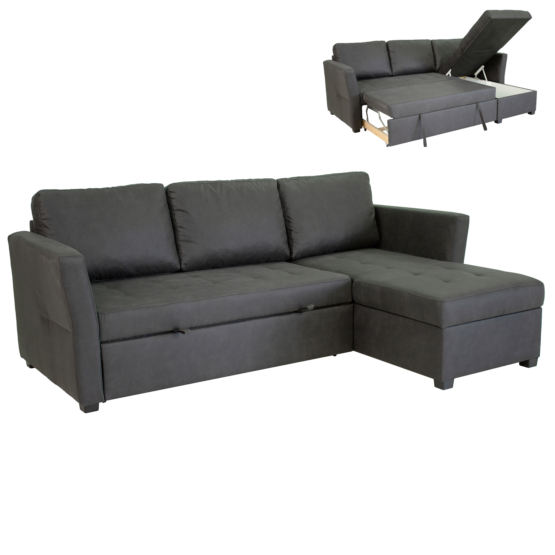 Ecksofa - anthrazit - Microfaser - Liegefunktion