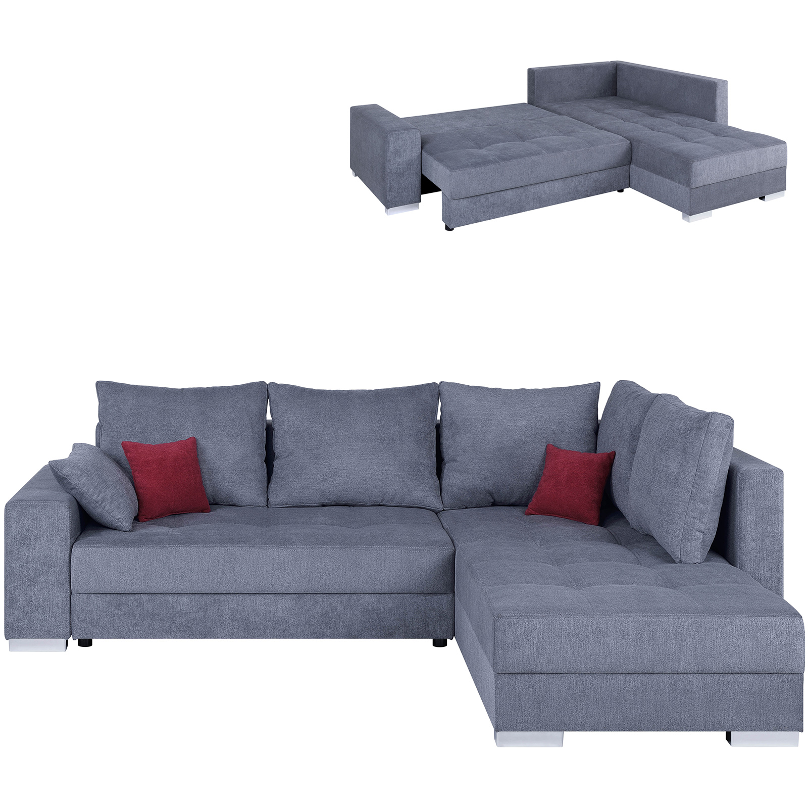 Ecksofa - anthrazit - Microfaser - mit Liegefunktion