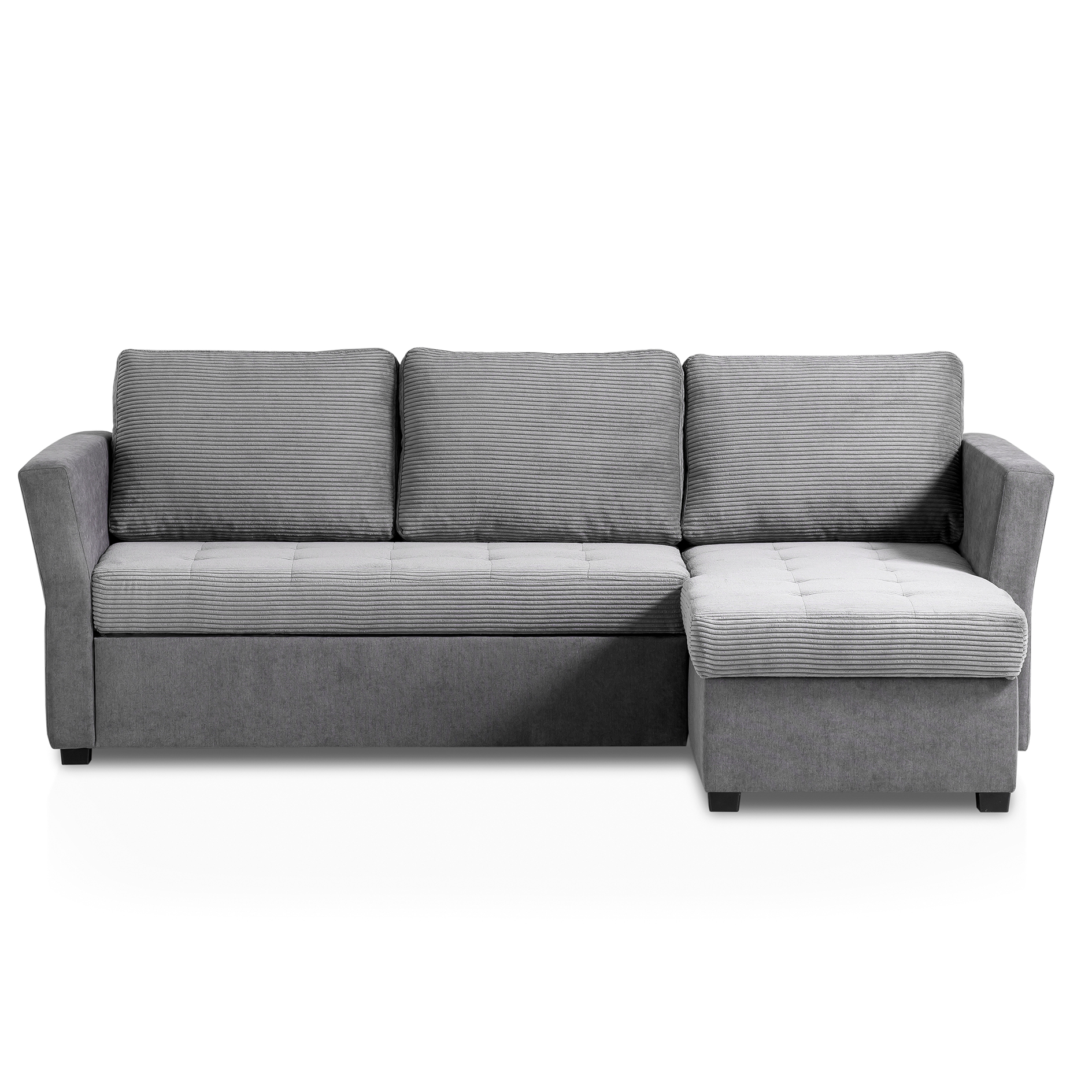 Ecksofa - ash - Cord - mit Liegefunktion und Staukasten
