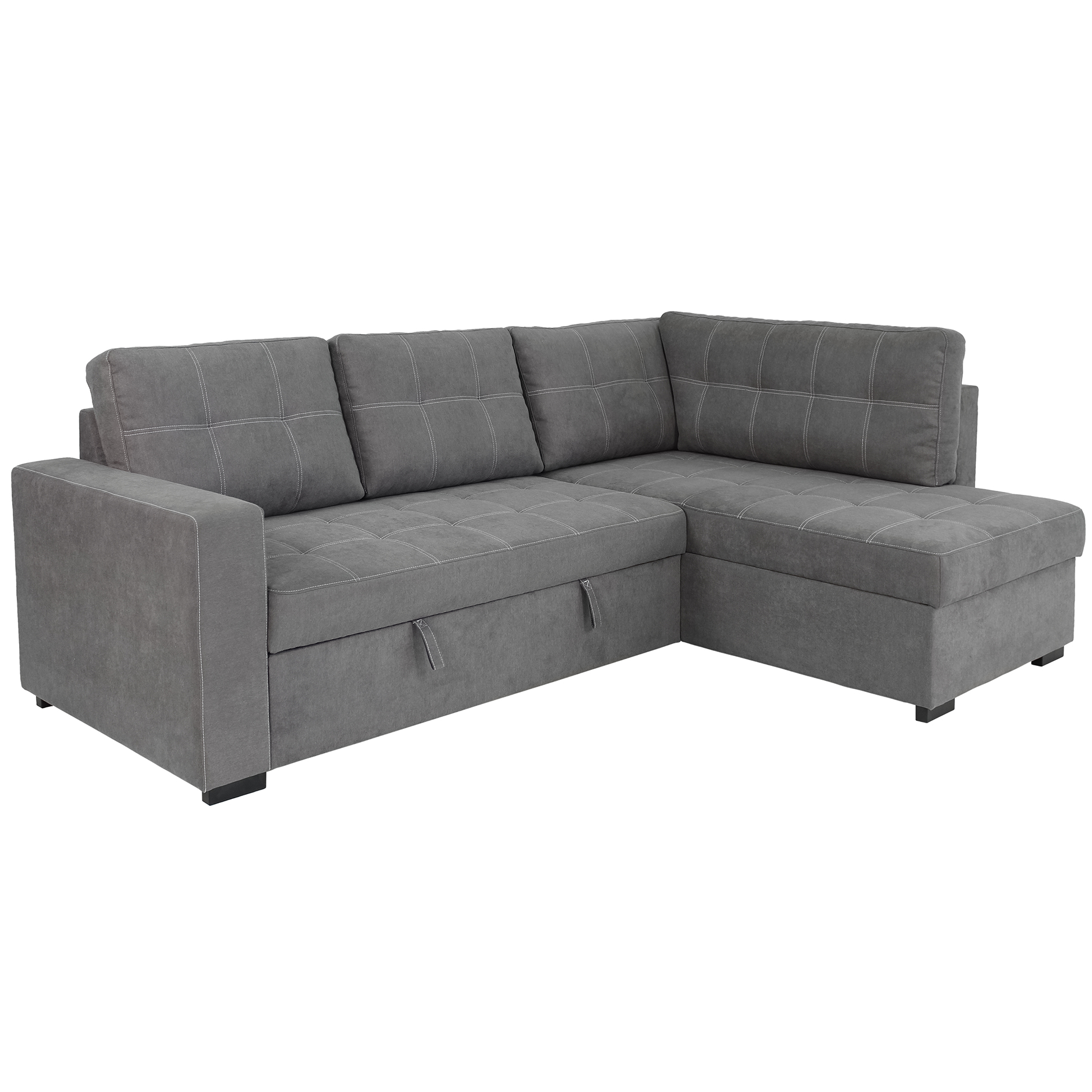 Ecksofa - ash - Liegefunktion - Staukasten - Webstoff
