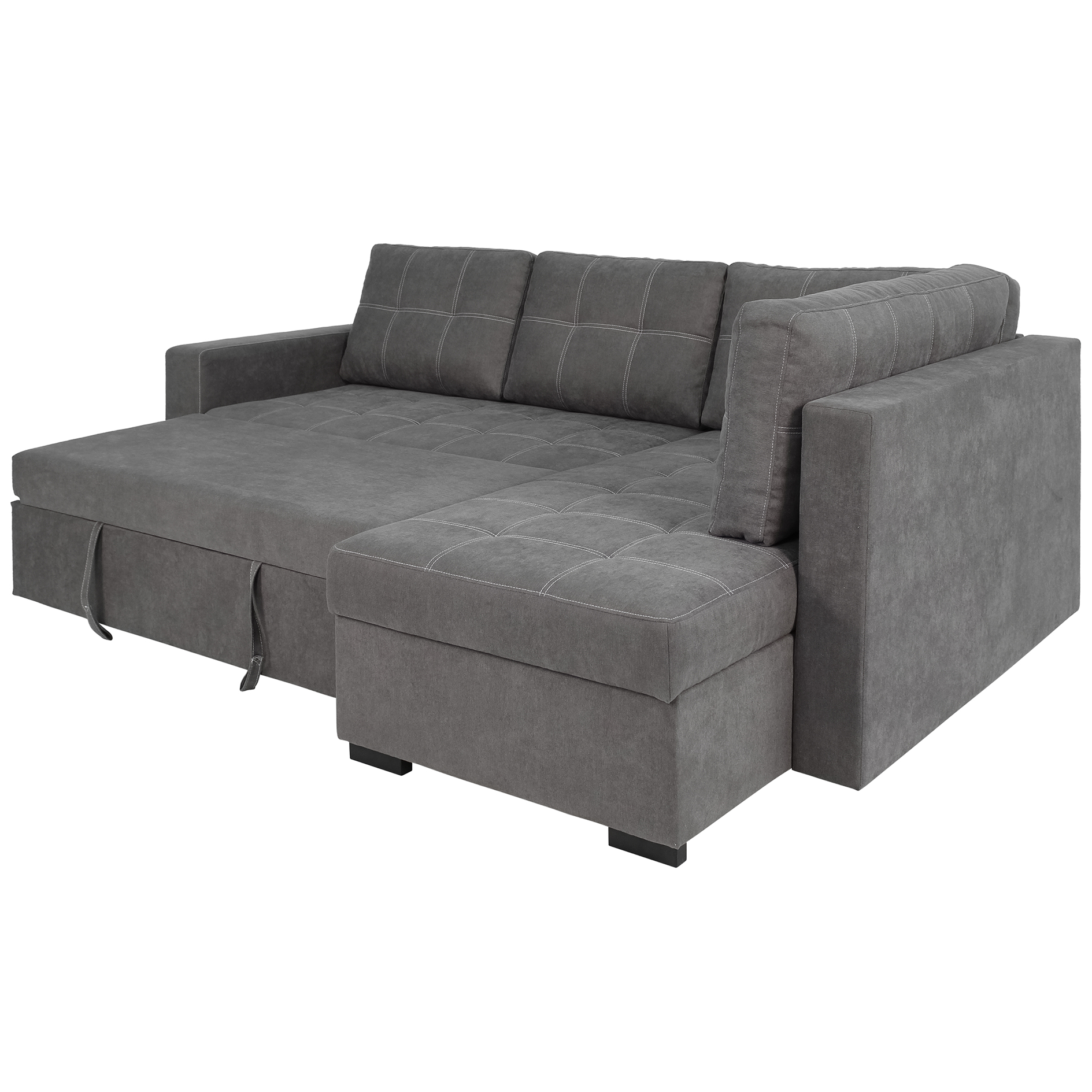 Ecksofa - ash - Liegefunktion - Staukasten - Webstoff