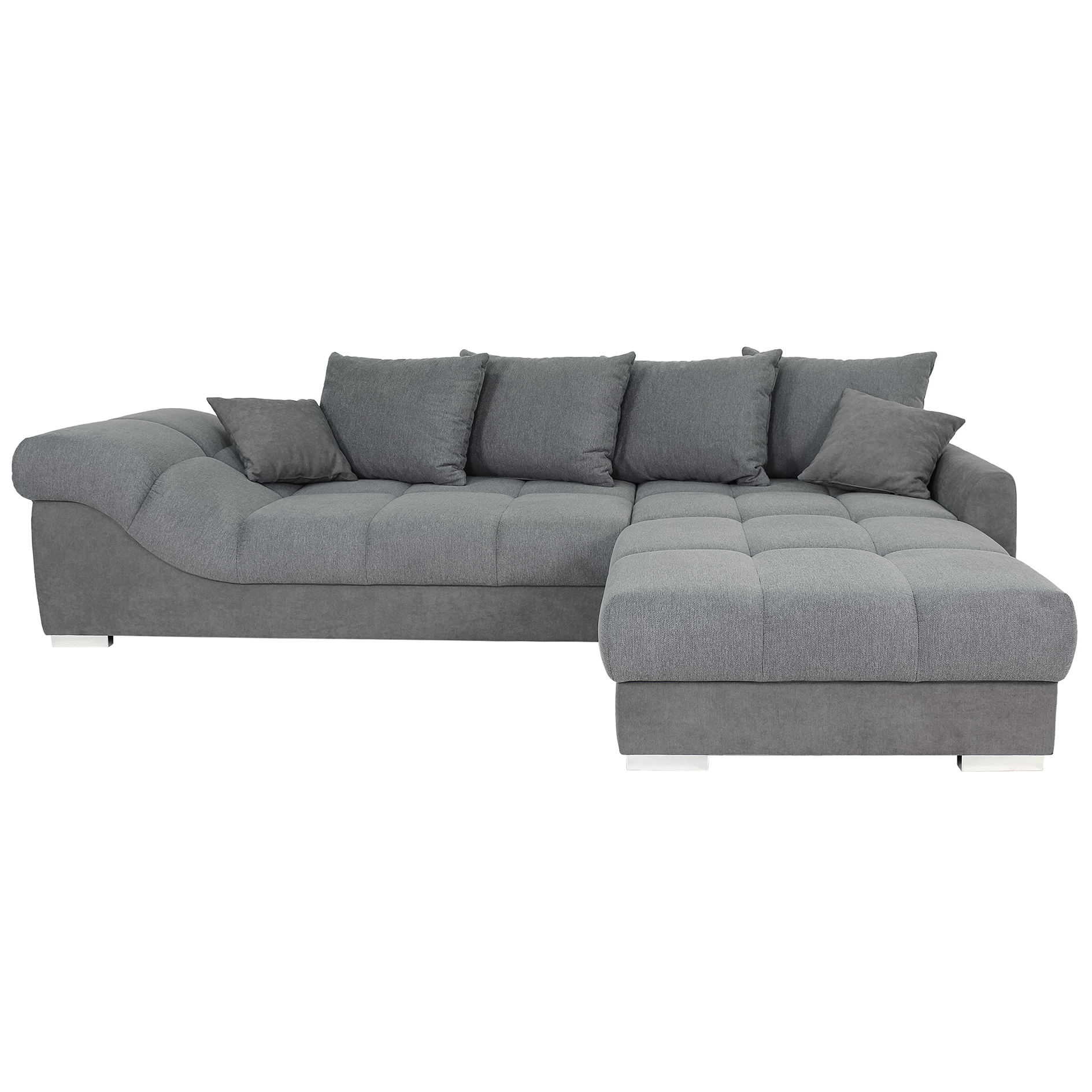 Ecksofa - ash - steel grey - Ottomane rechts