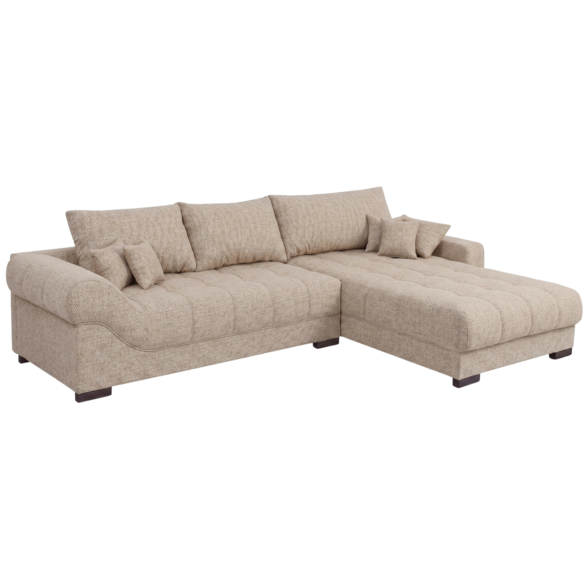 Ecksofa - beige - Boxspringfederung - Webstoff