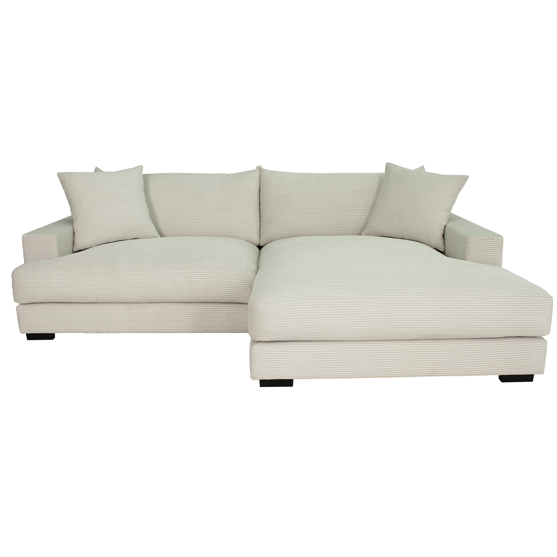 Ecksofa - beige - Cord - Recamiere rechts